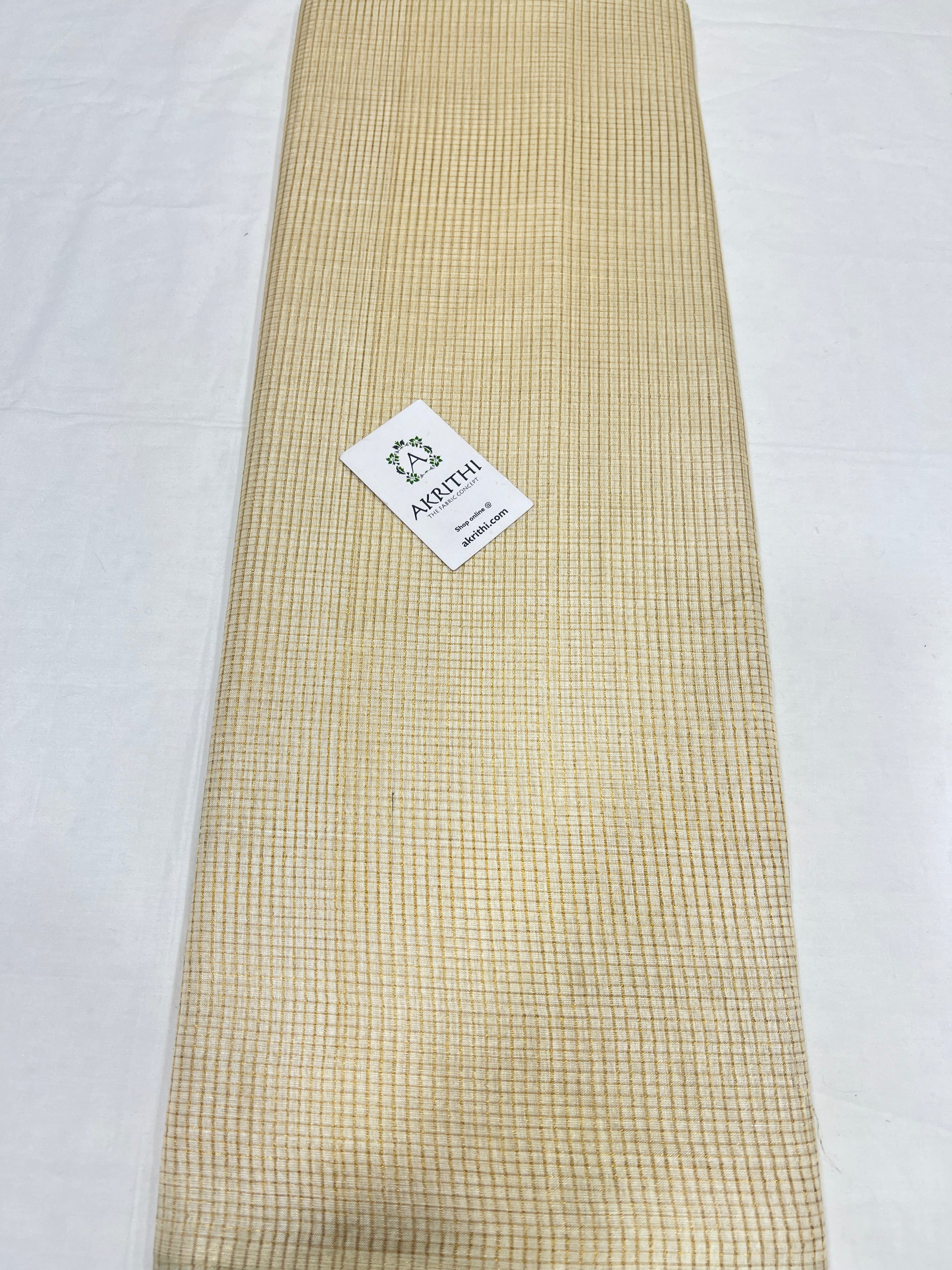 DYEABLE GOLD TISSUE CHECKS PURE TUSSAR SILK FABRIC