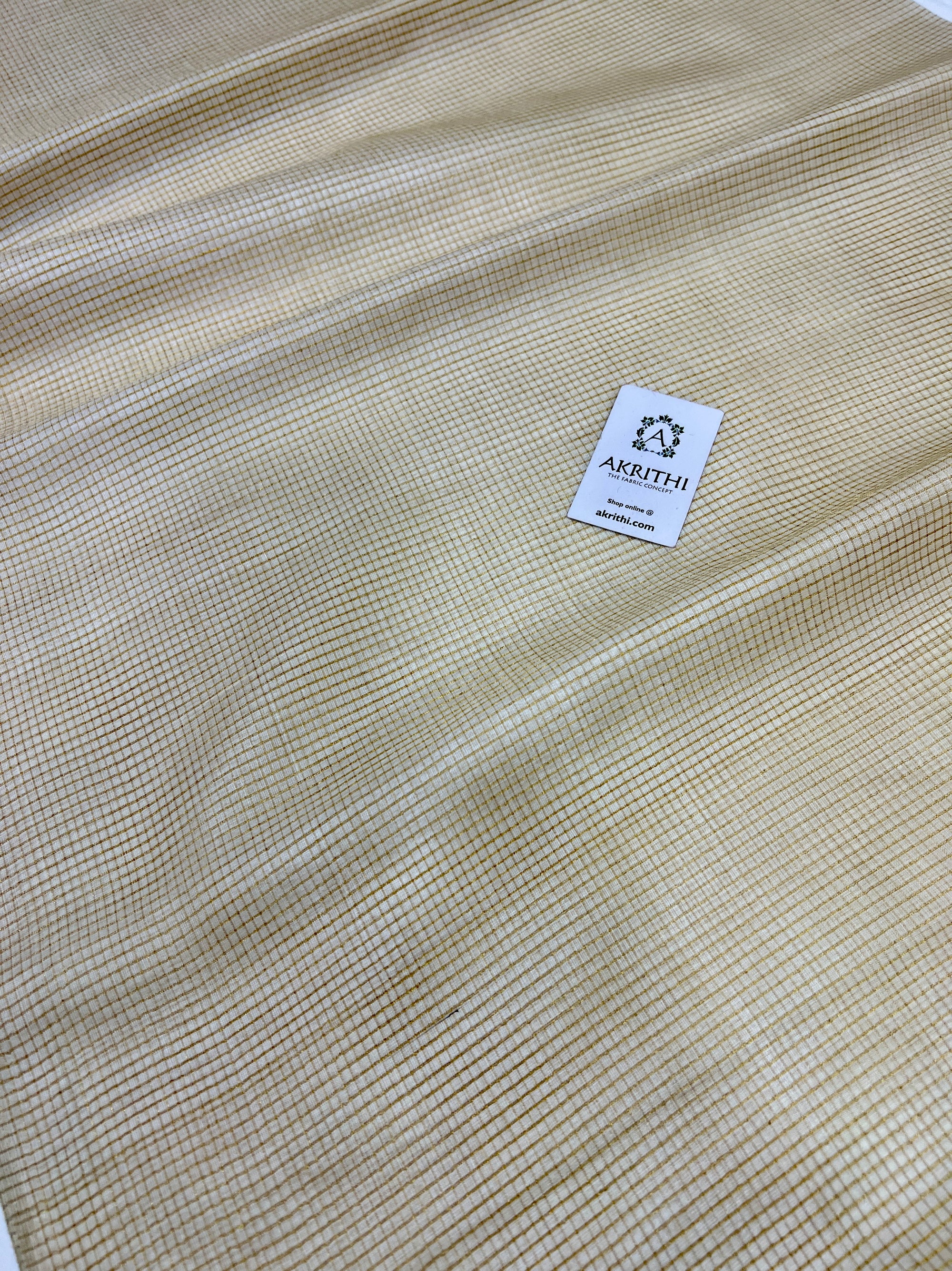 DYEABLE GOLD TISSUE CHECKS PURE TUSSAR SILK FABRIC