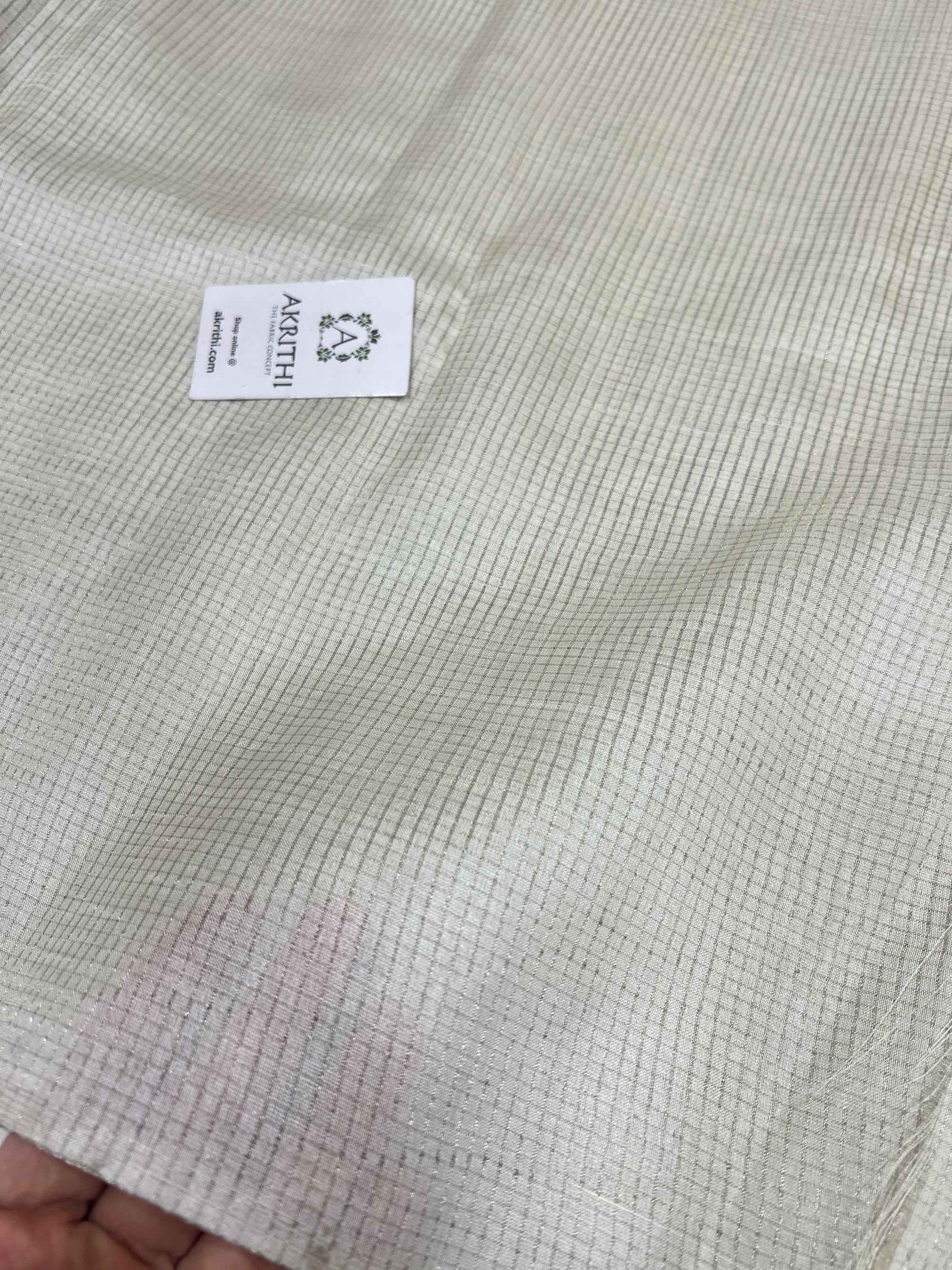 DYEABLE SILVER TISSUE CHECKS PURE TUSSAR SILK FABRIC