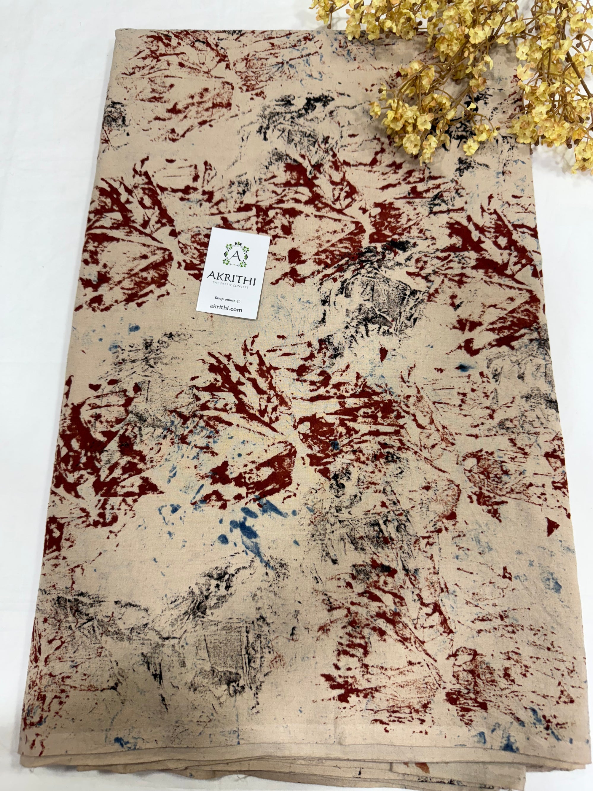 Ajrakh Hand block pure cotton fabric 95 CM CUT