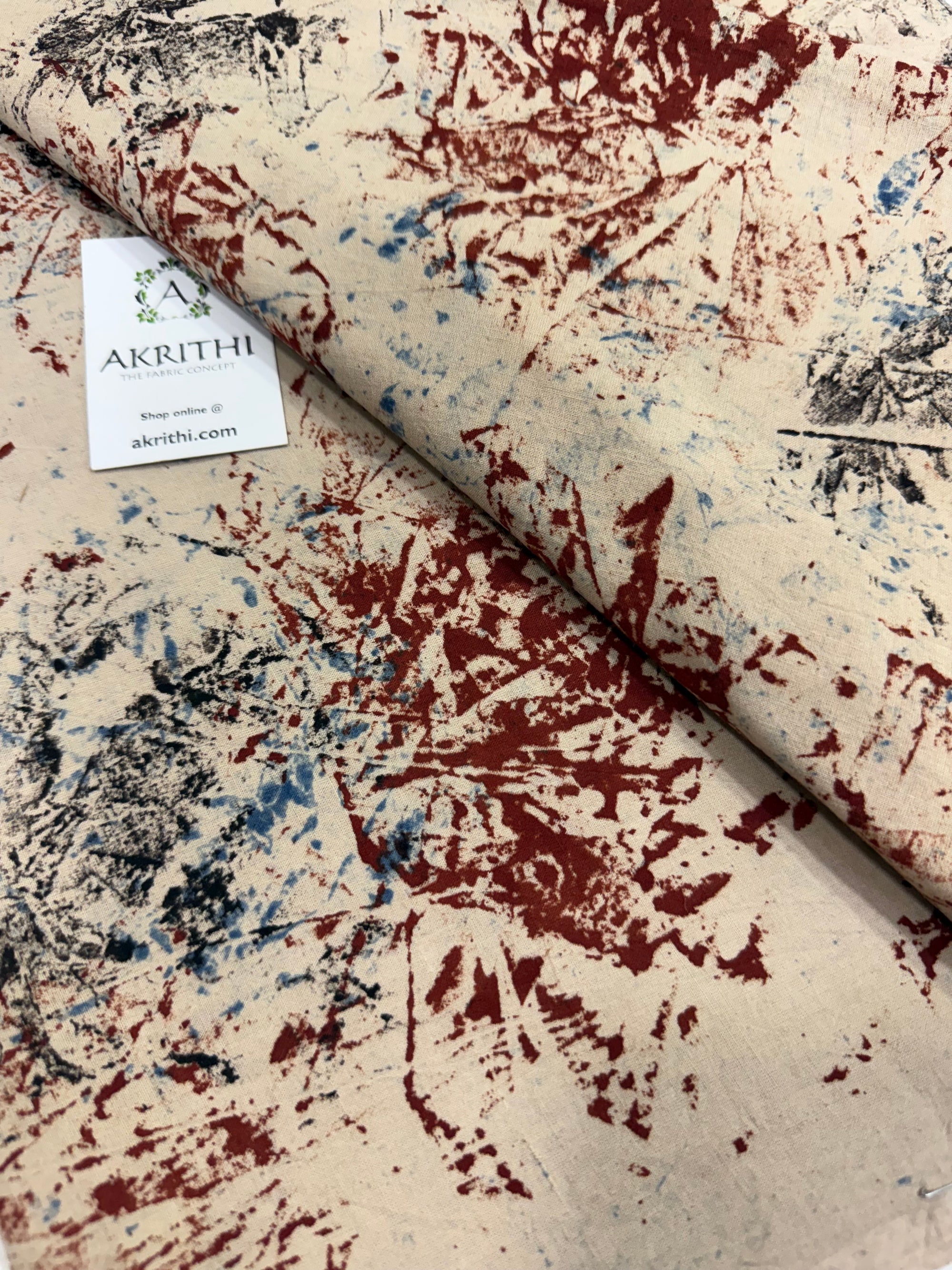 Ajrakh Hand block pure cotton fabric 95 CM CUT