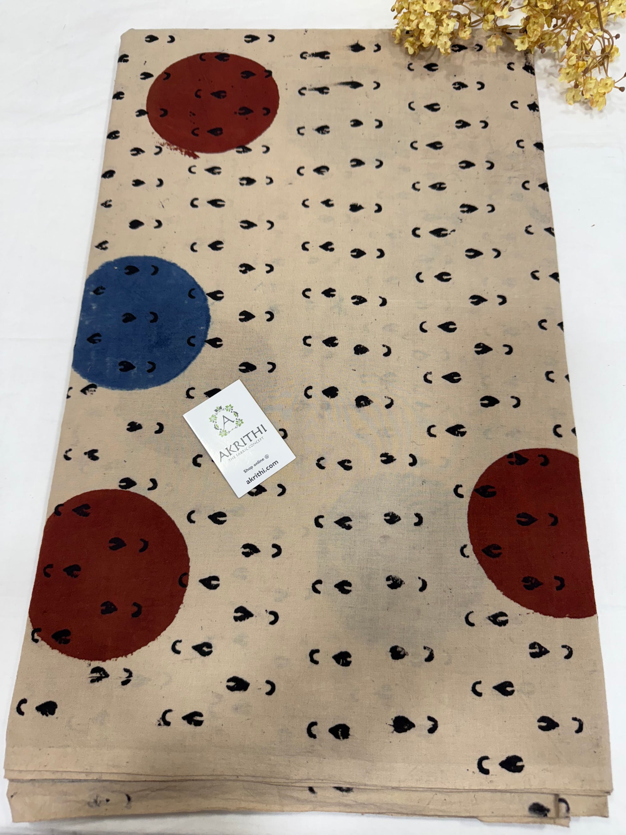 Ajrakh Hand block pure cotton fabric 90 CM CUT