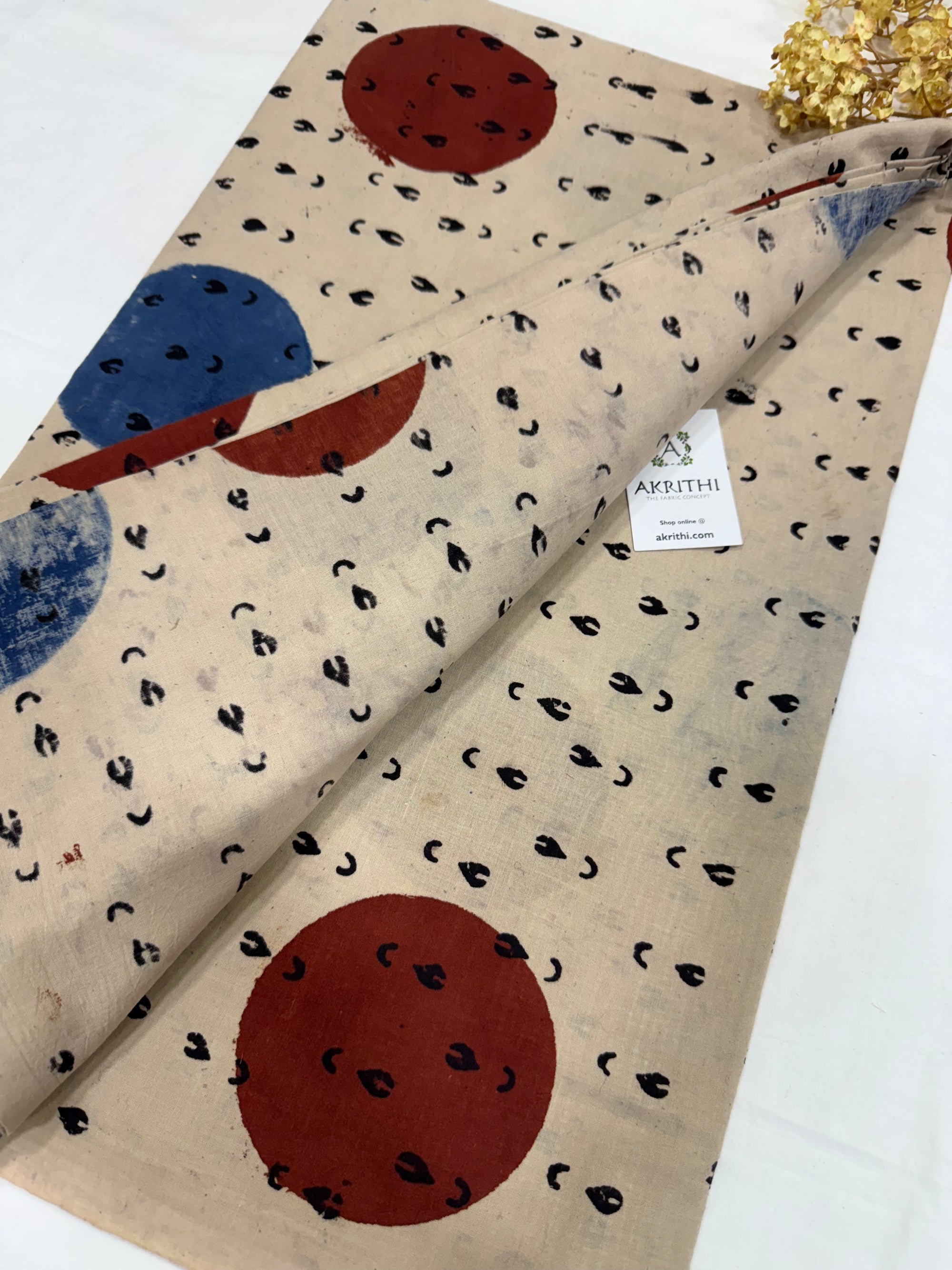 Ajrakh Hand block pure cotton fabric 90 CM CUT