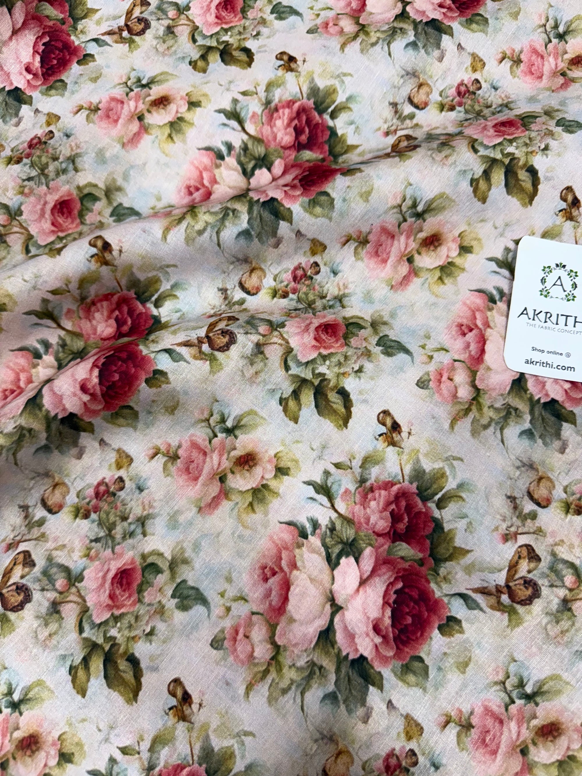 Digital Printed pure linen cotton fabric