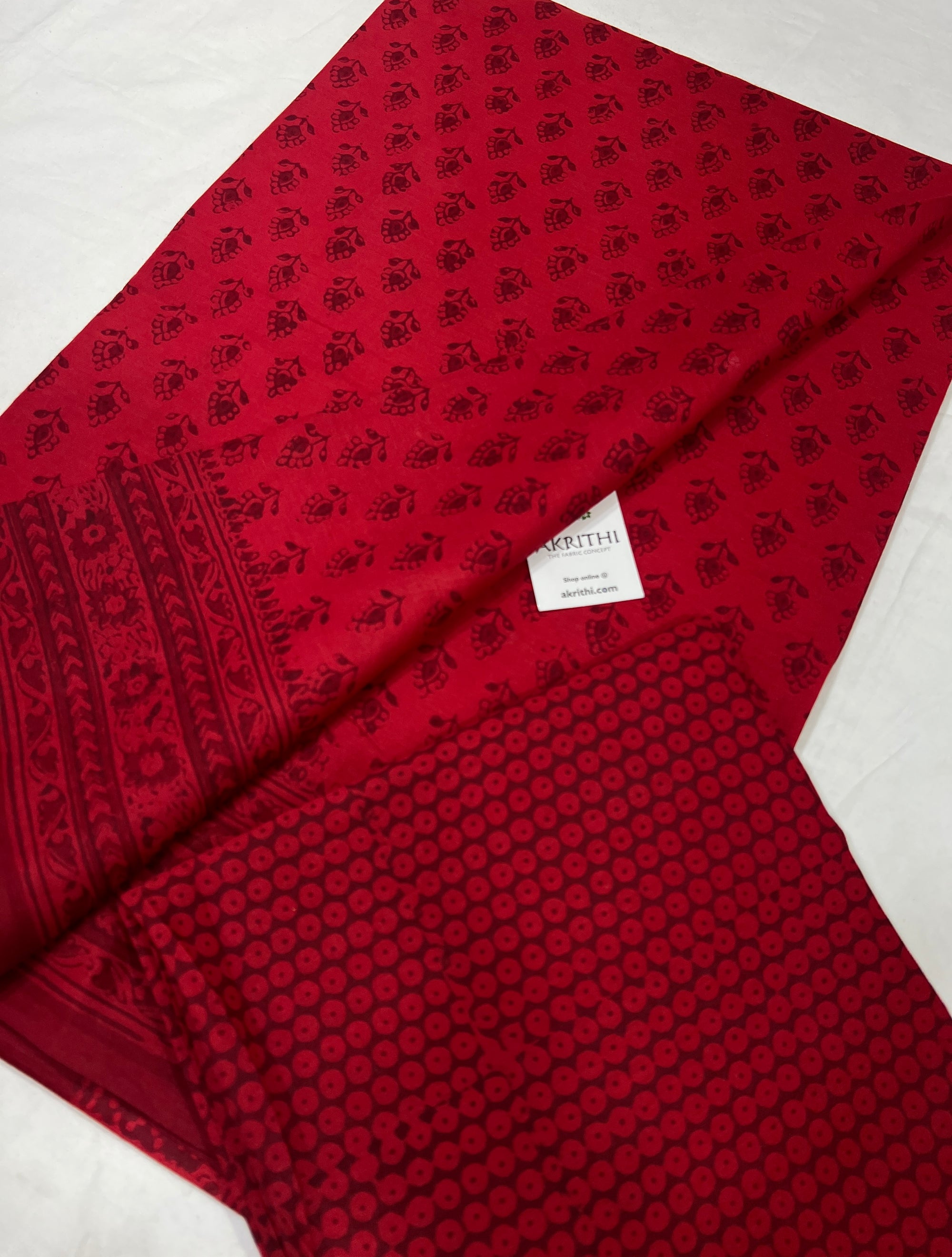 Block printed pure mul cotton saree