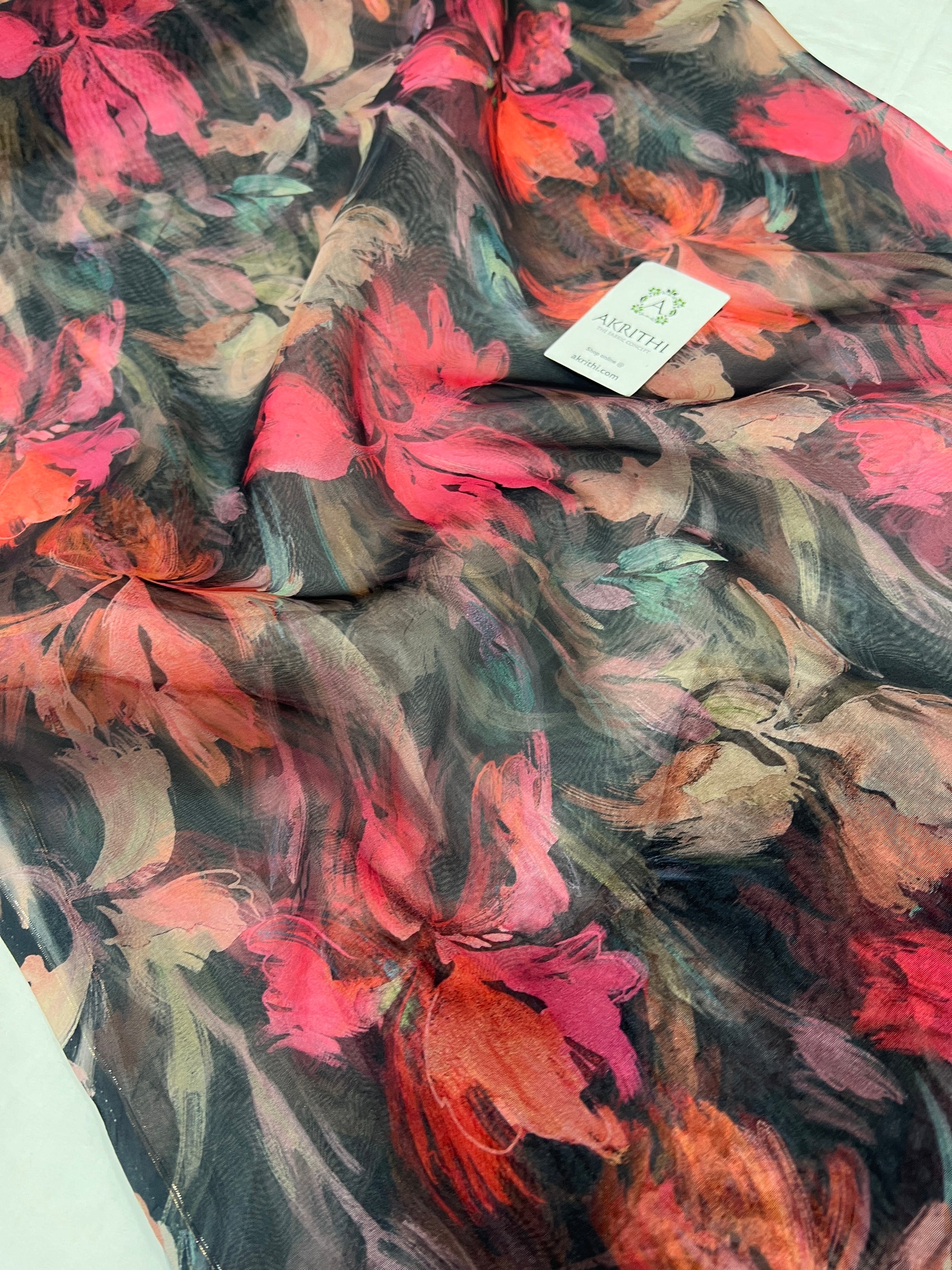 Digital floral Printed organza fabric