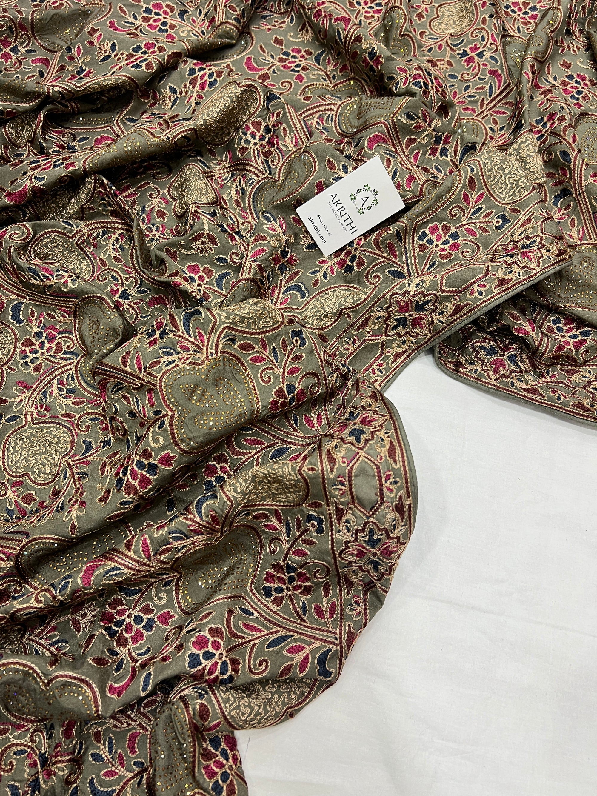 Embroidered crepe dupatta