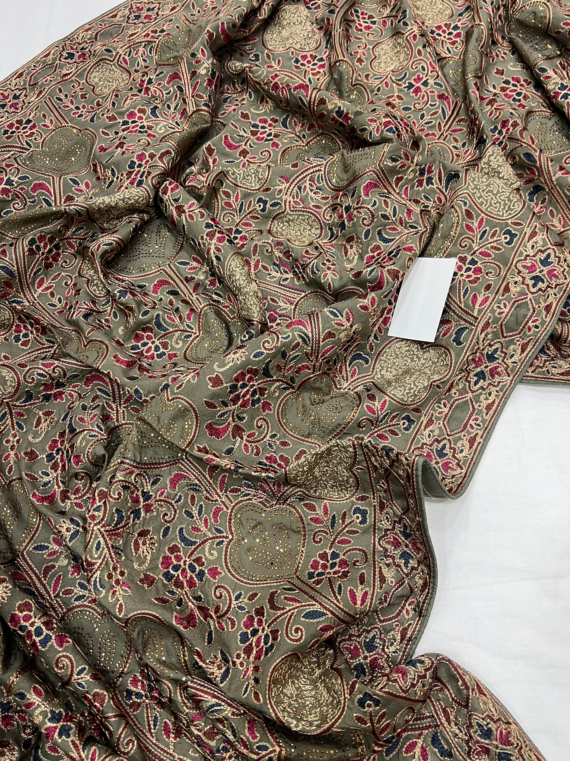 Embroidered crepe dupatta