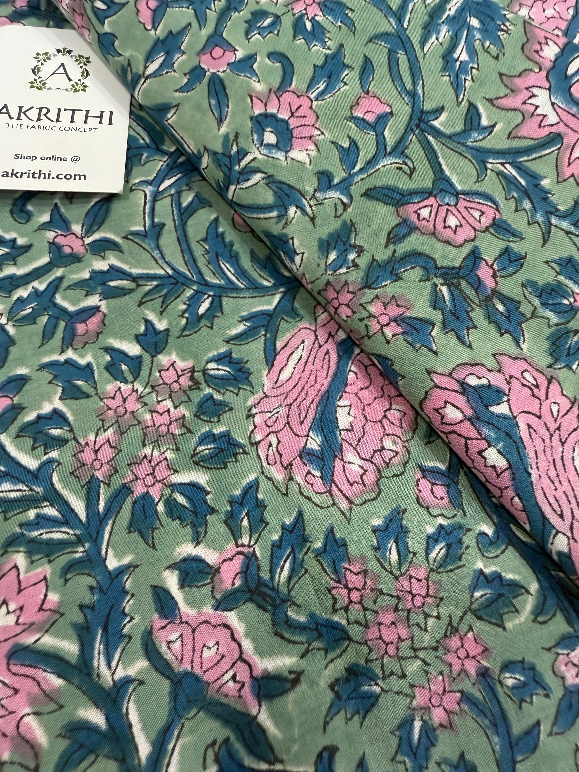 Hand block pure cotton fabric
