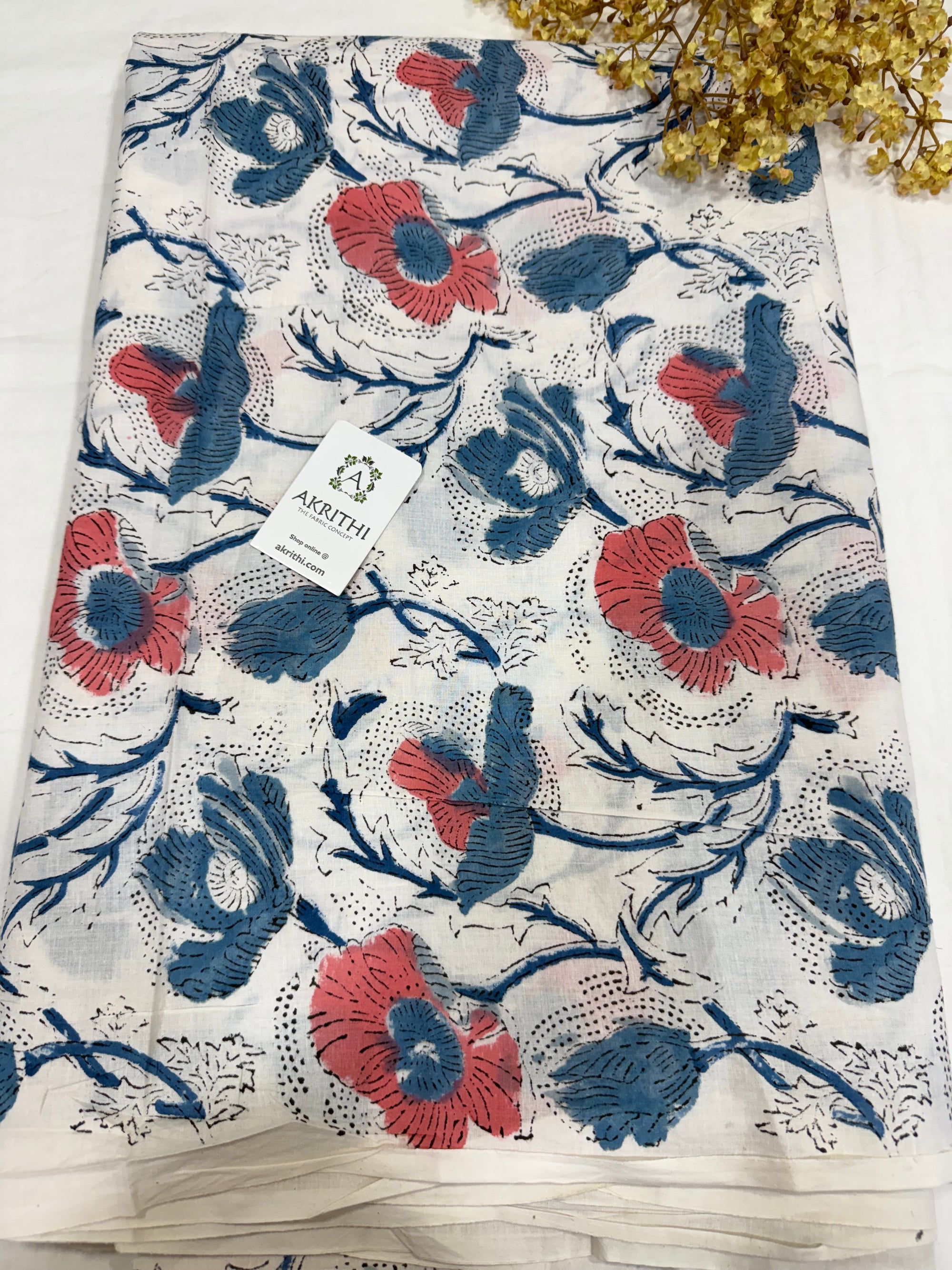 Hand block pure cotton fabric