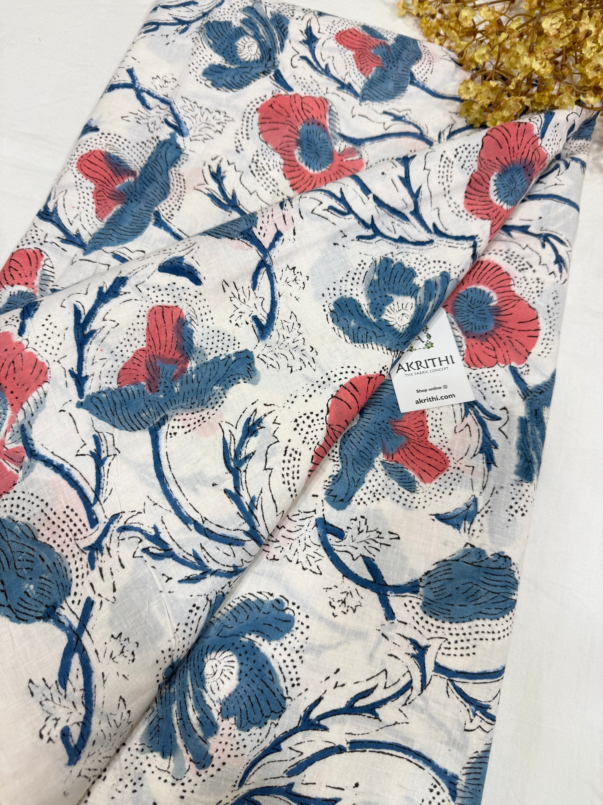 Hand block pure cotton fabric