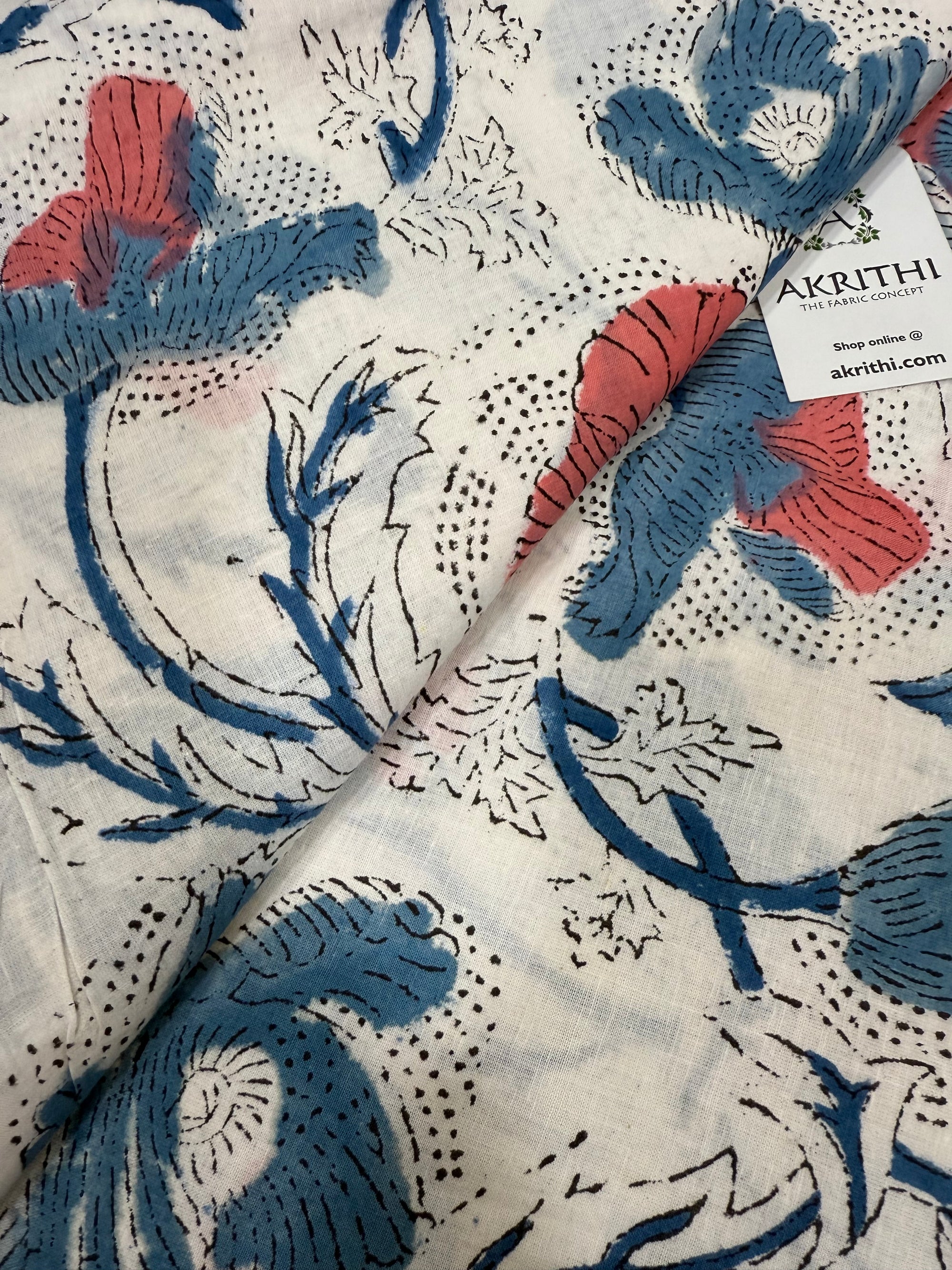 Hand block pure cotton fabric