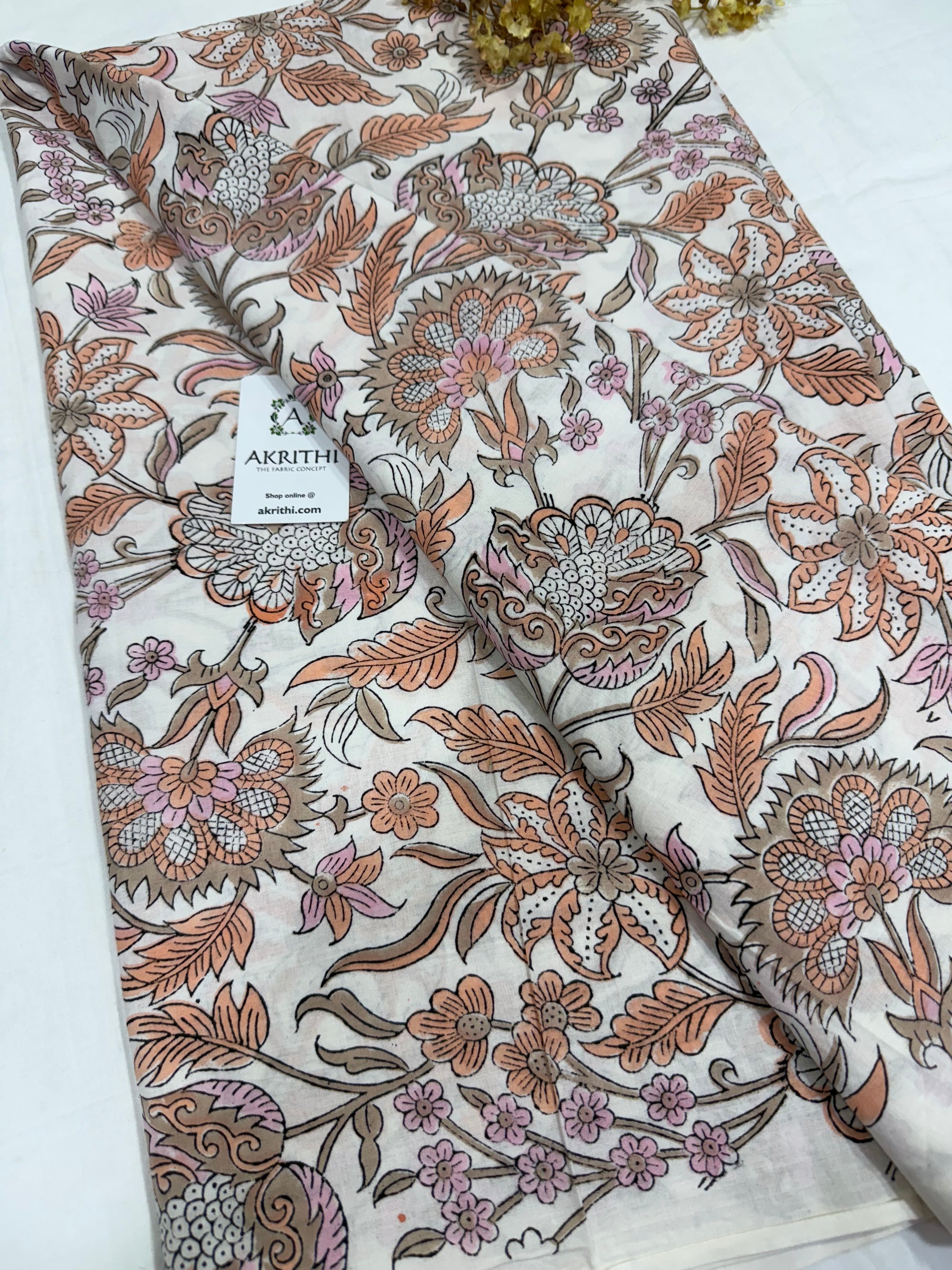 Hand block pure cotton fabric