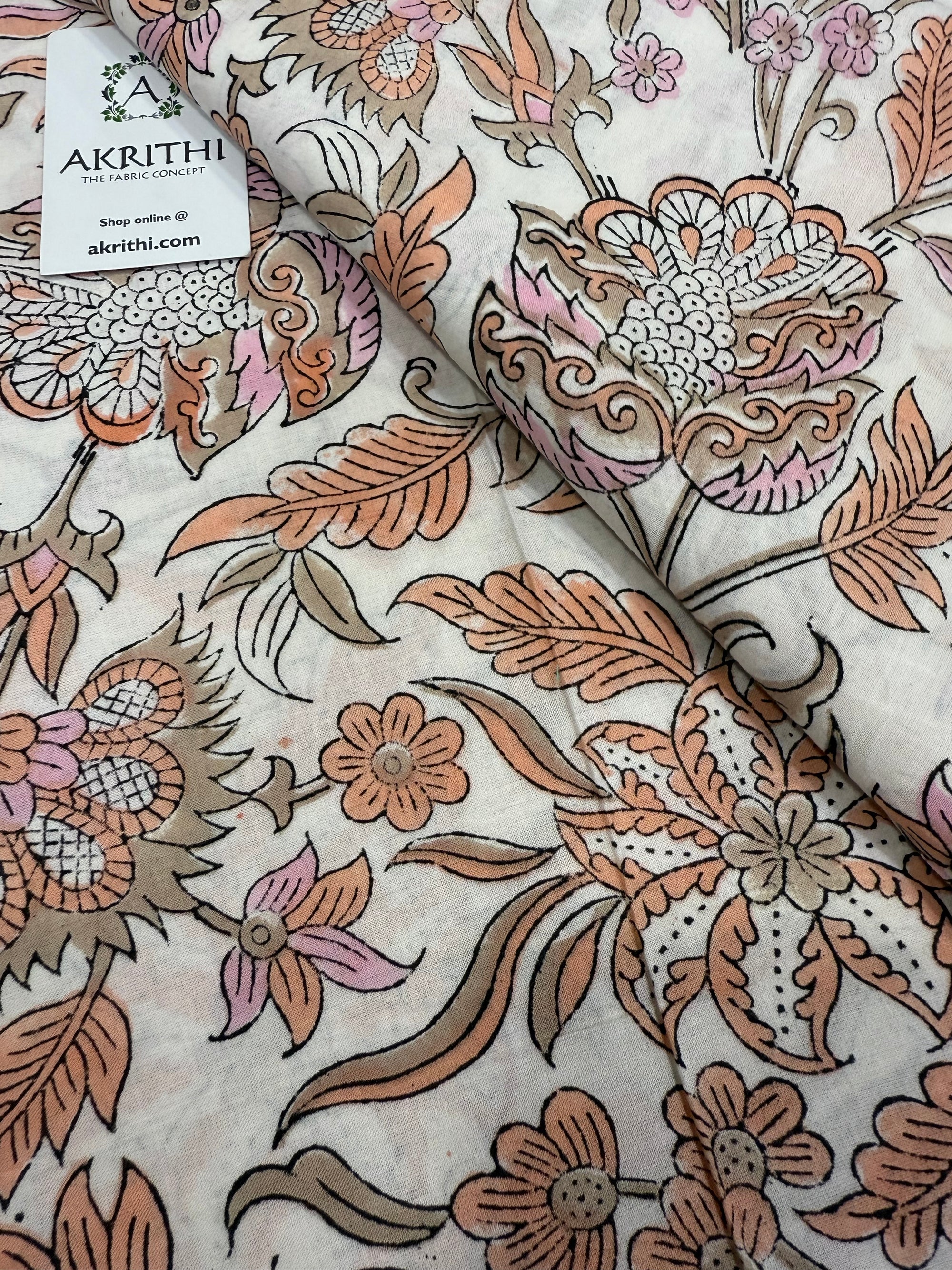 Hand block pure cotton fabric