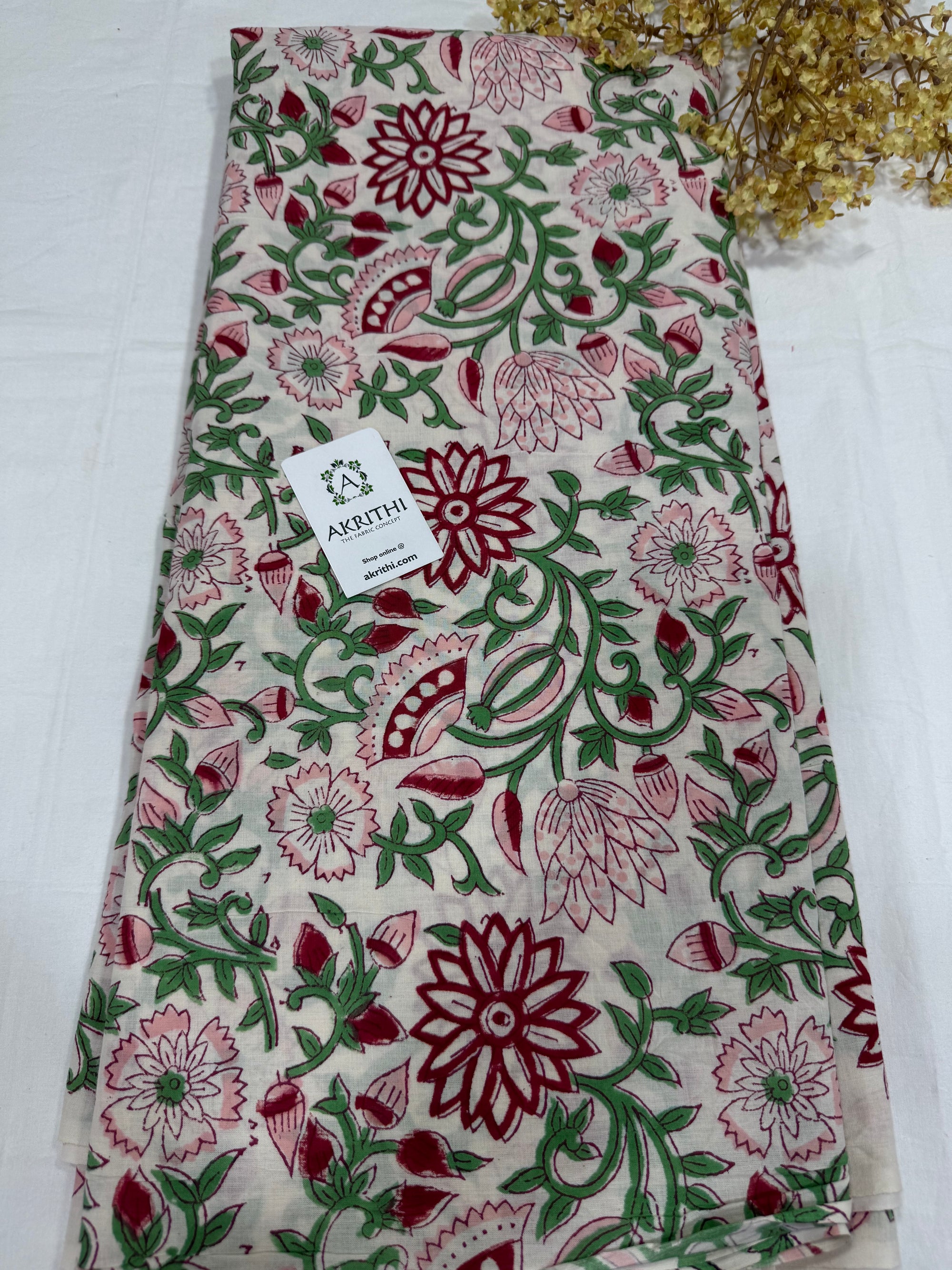 Hand block pure cotton fabric