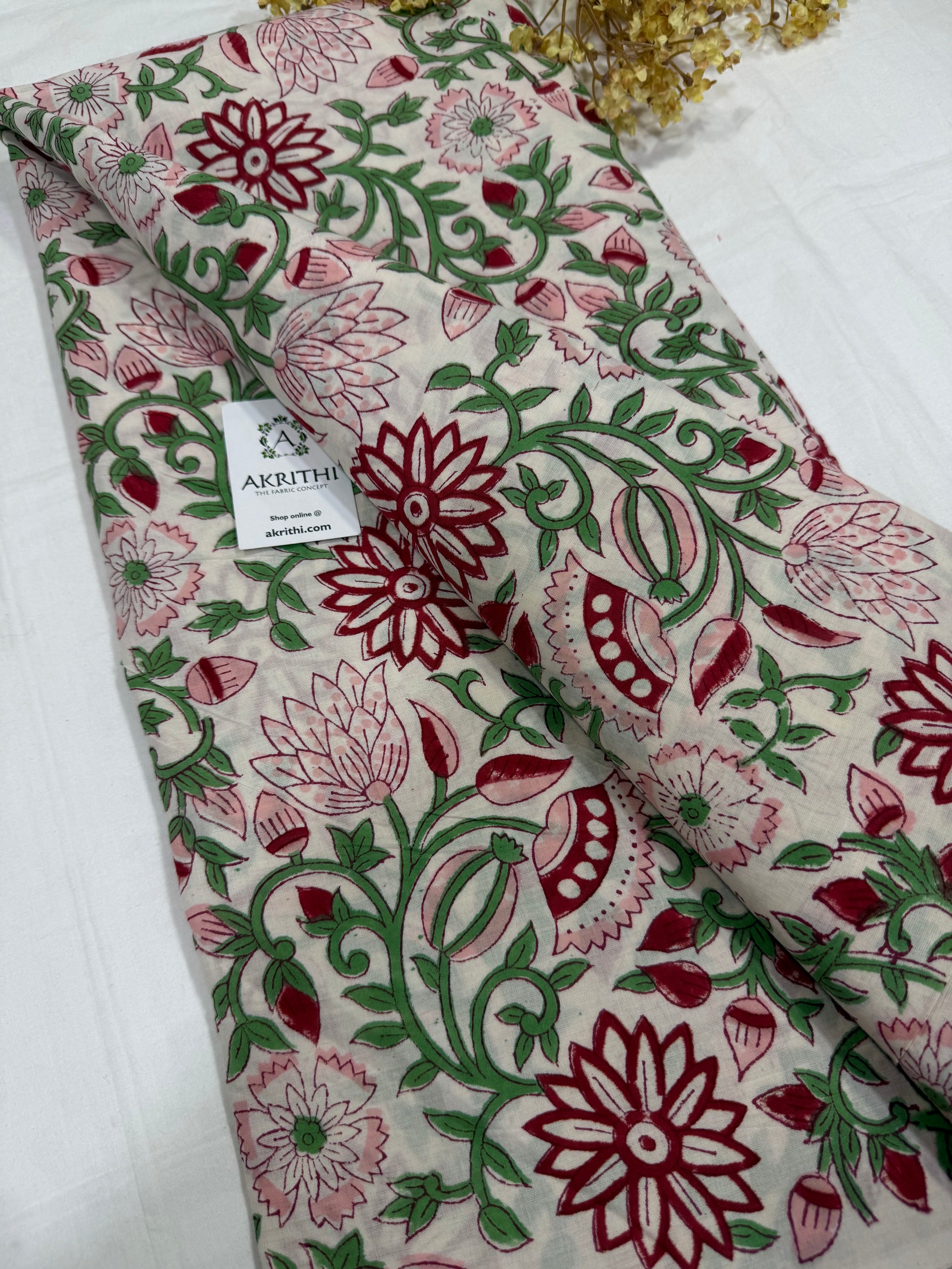 Hand block pure cotton fabric