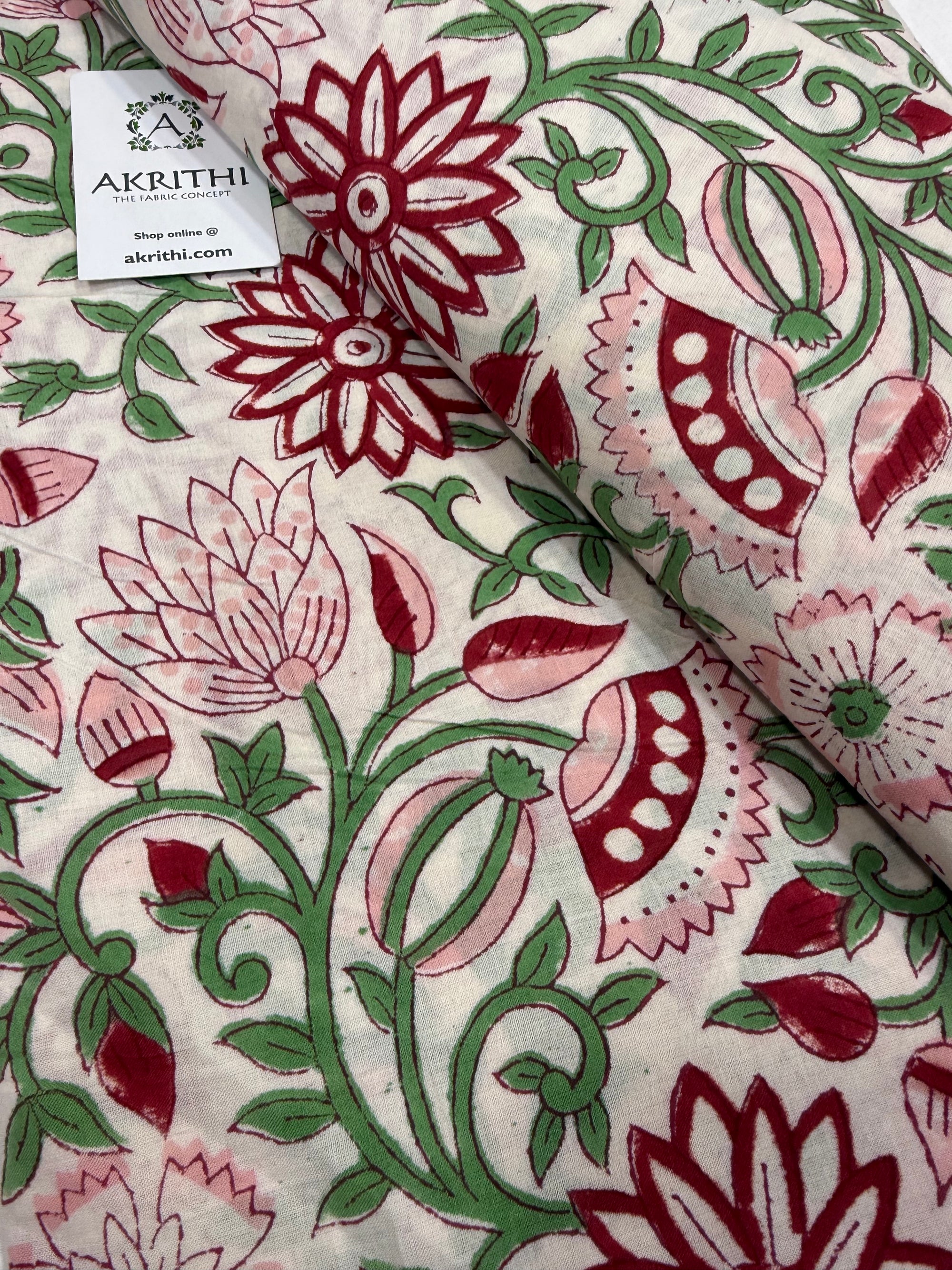 Hand block pure cotton fabric