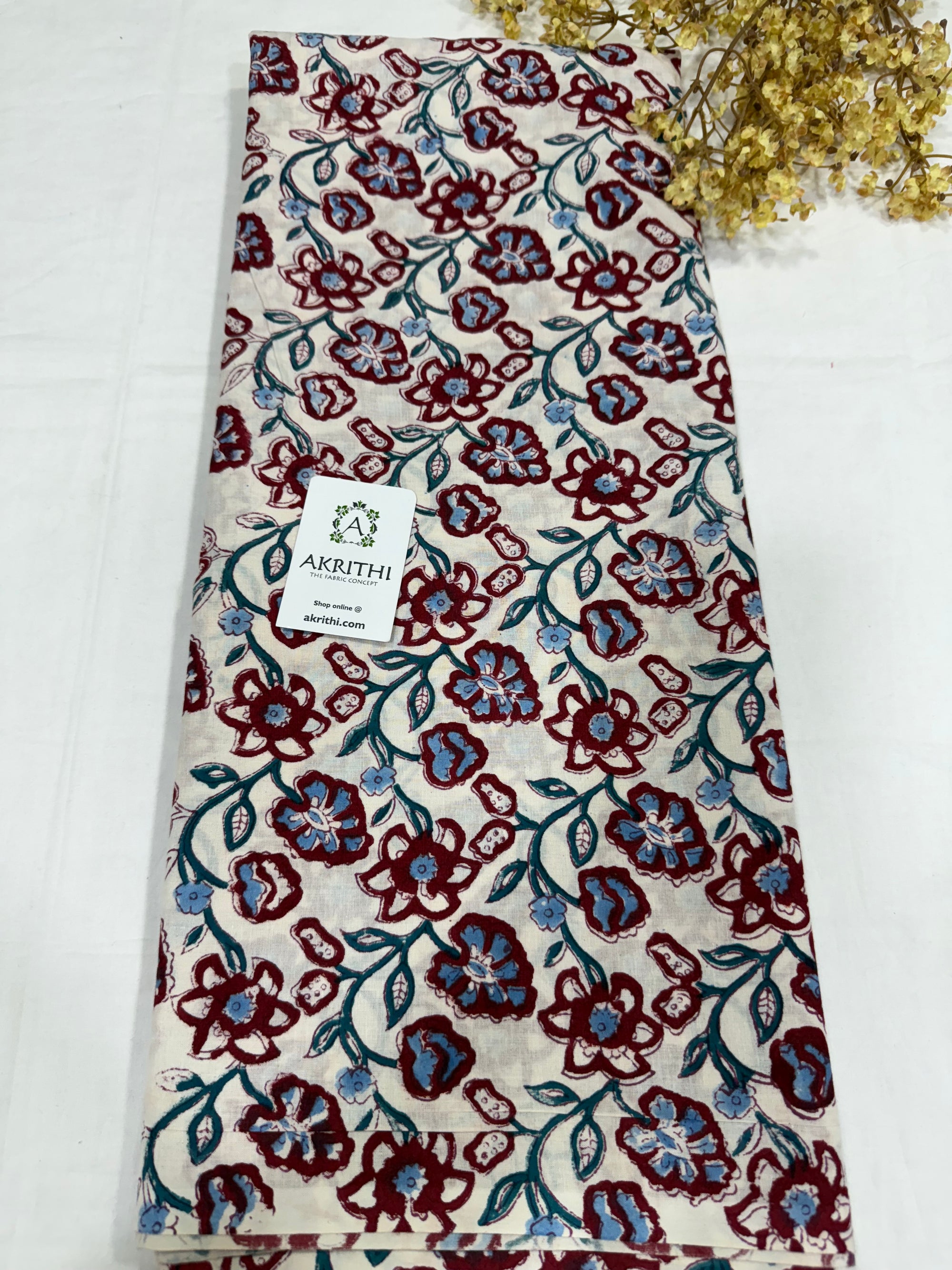 Hand block pure cotton fabric