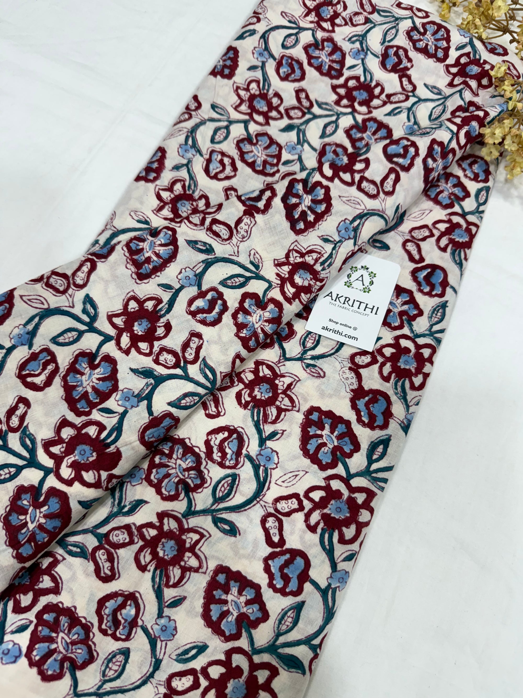 Hand block pure cotton fabric