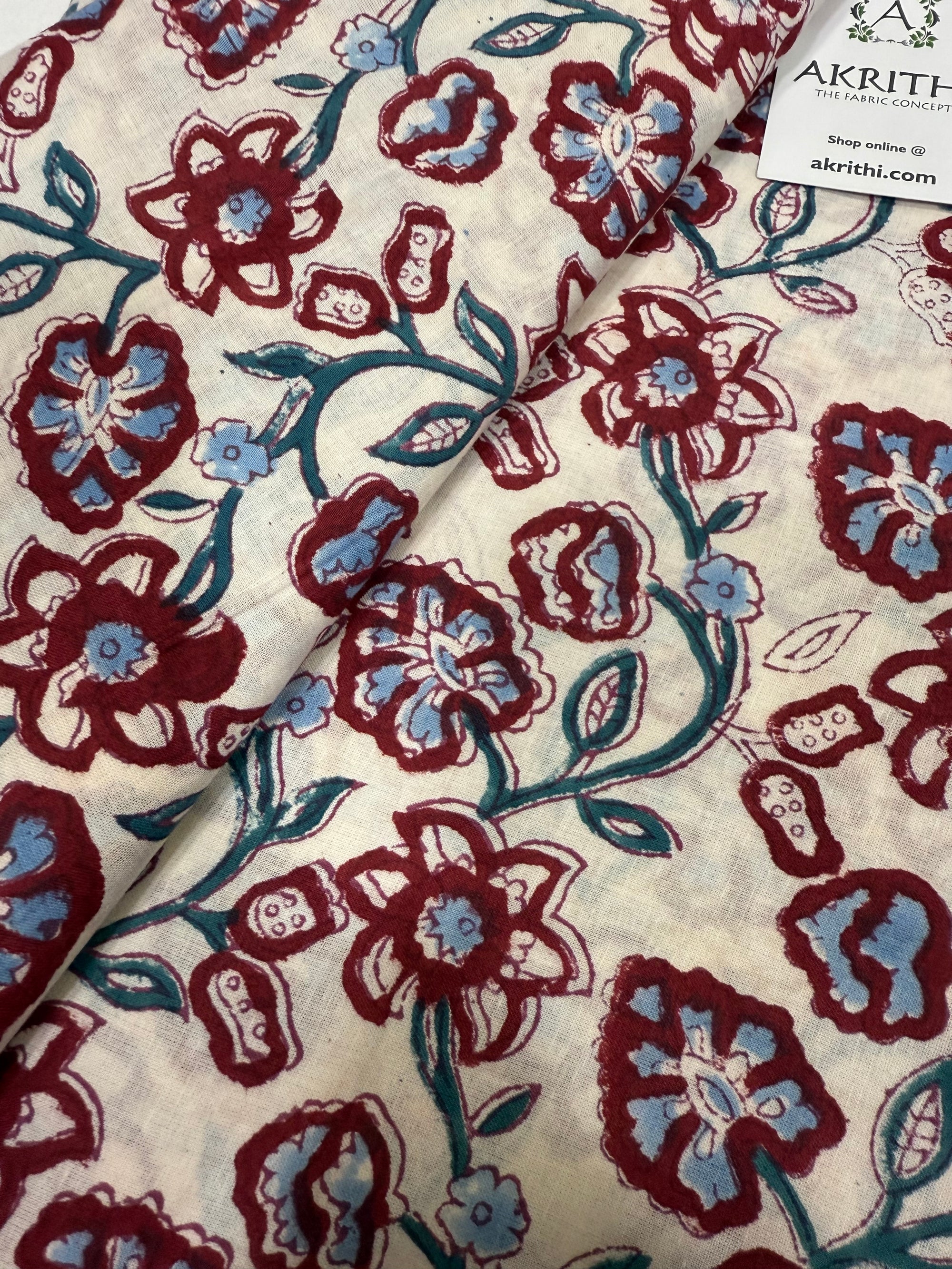 Hand block pure cotton fabric