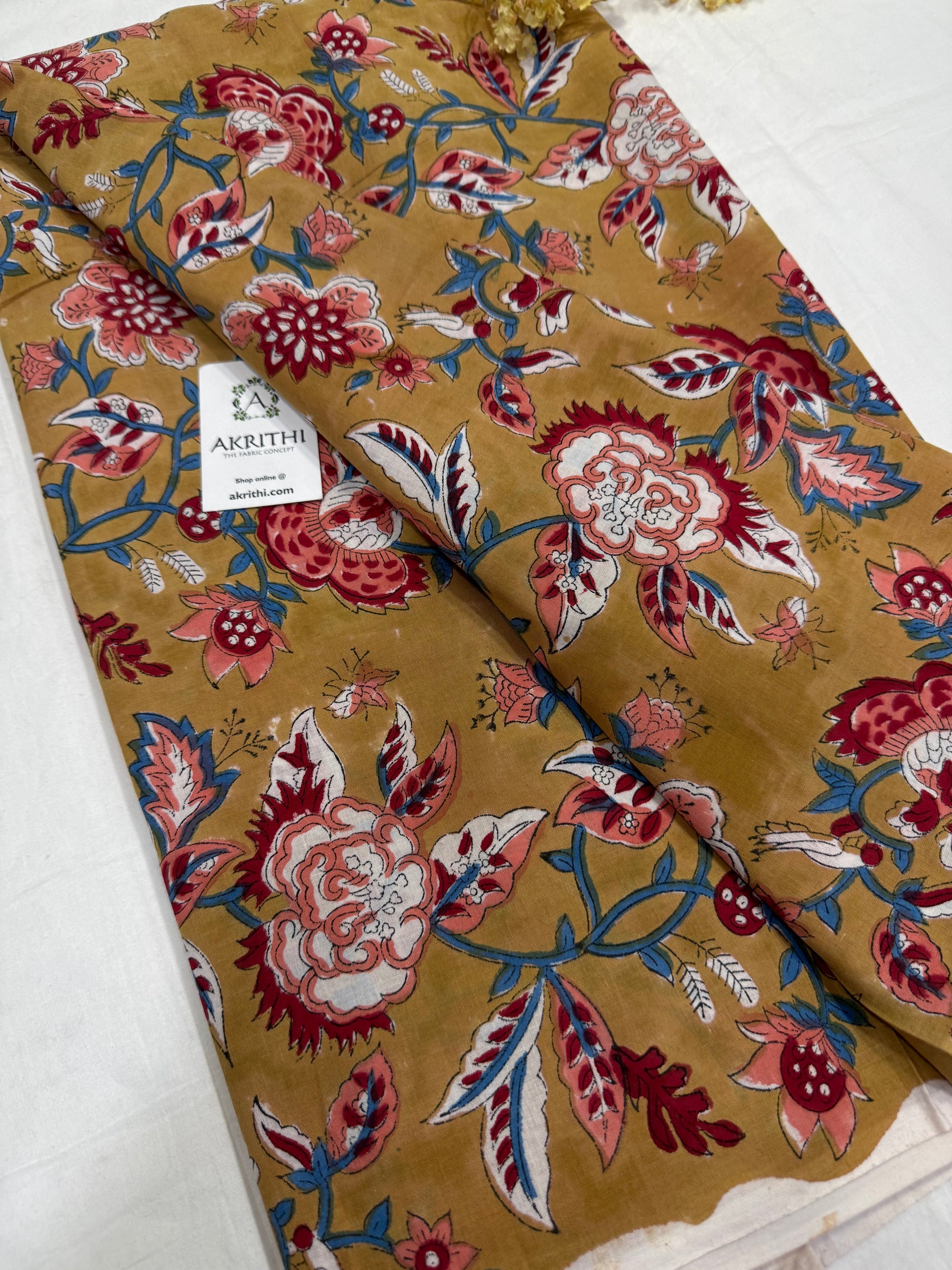 Hand block pure cotton fabric