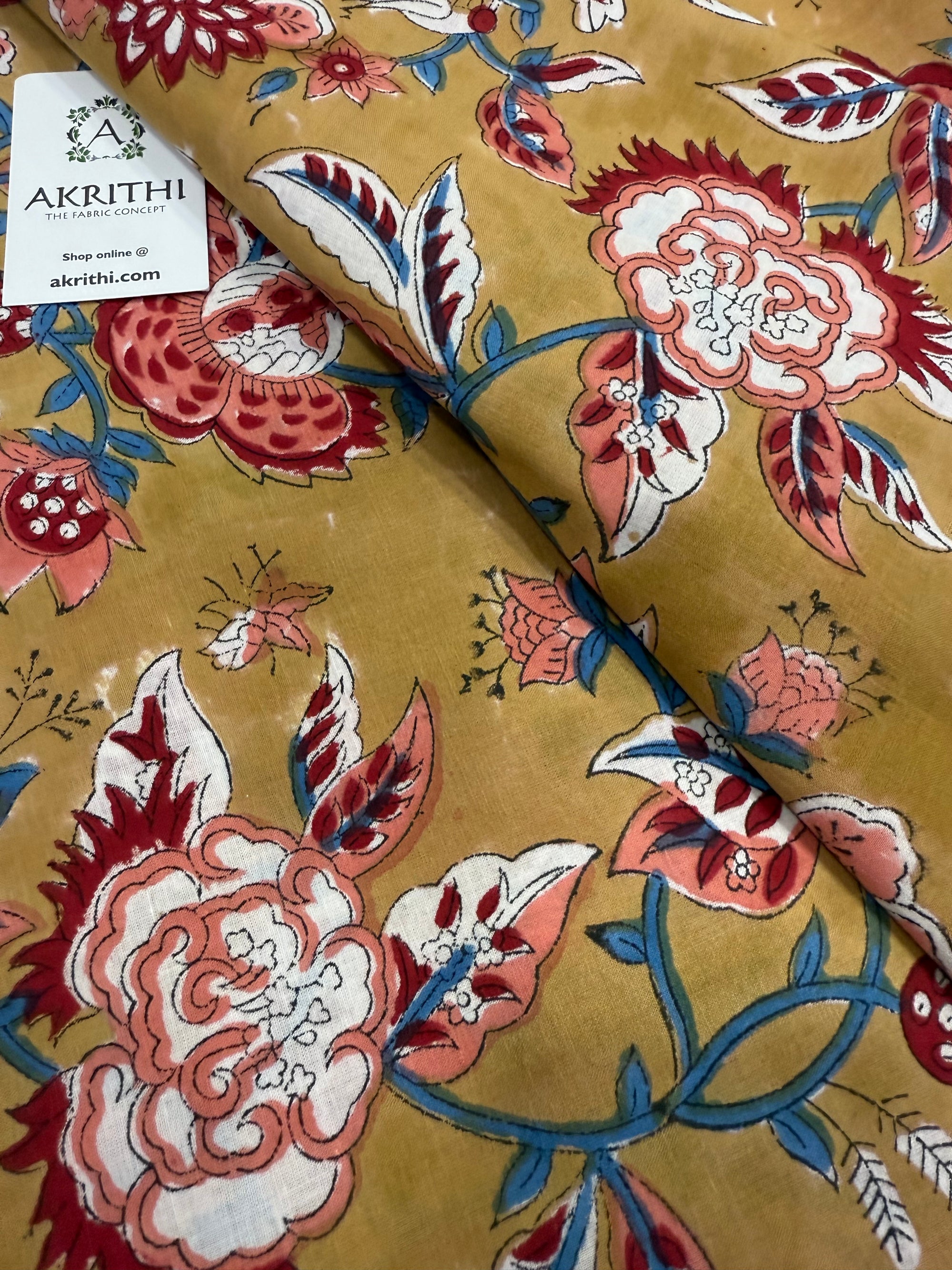 Hand block pure cotton fabric