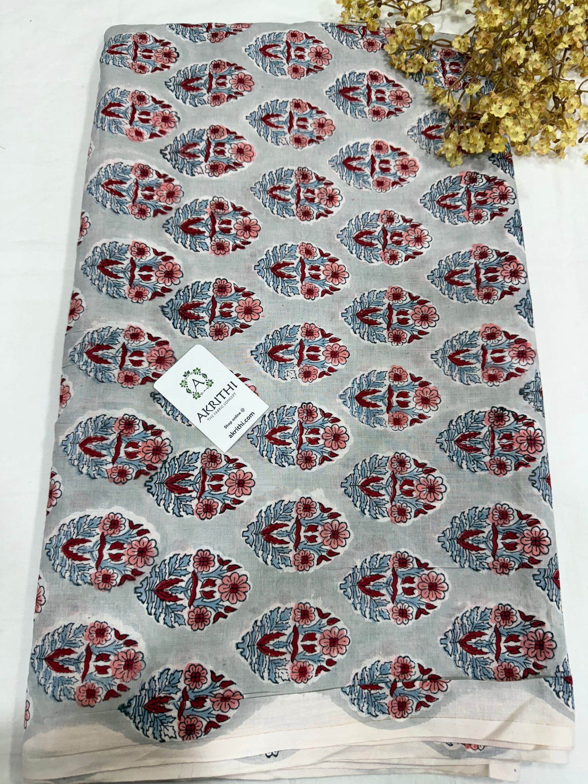 Hand block pure cotton fabric