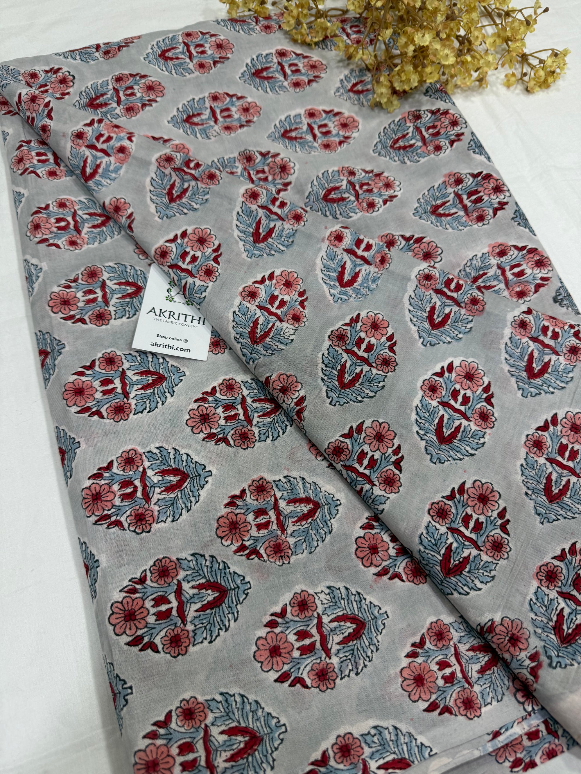 Hand block pure cotton fabric