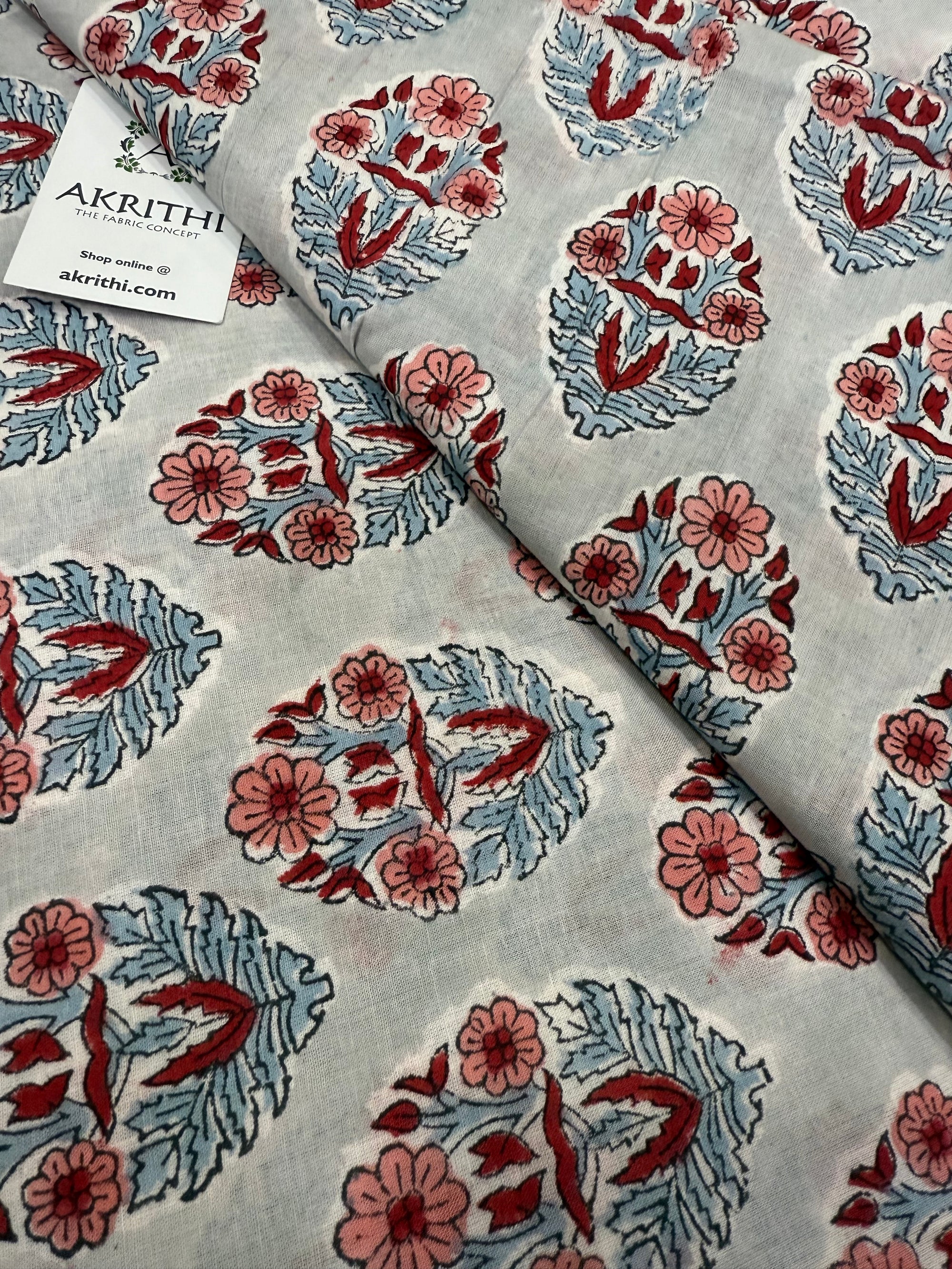 Hand block pure cotton fabric
