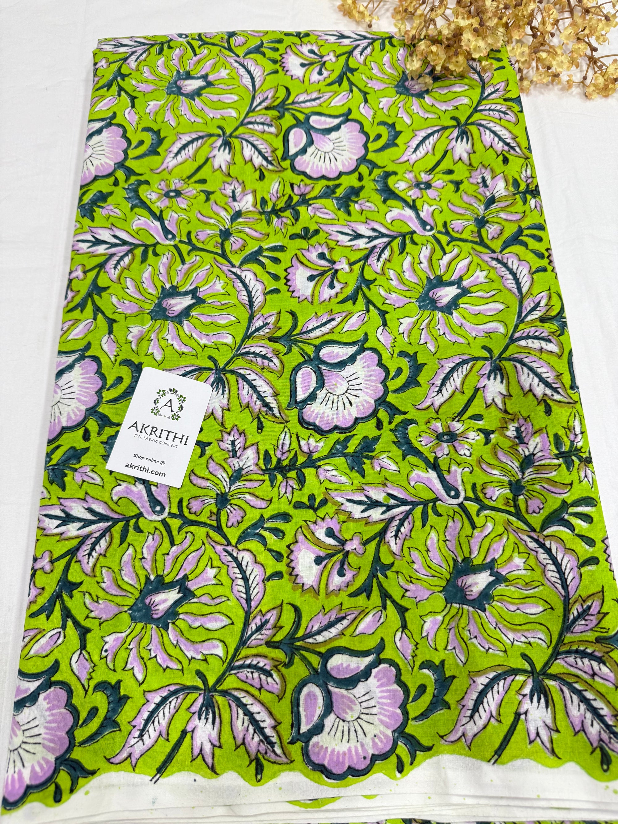 Hand block pure cotton fabric