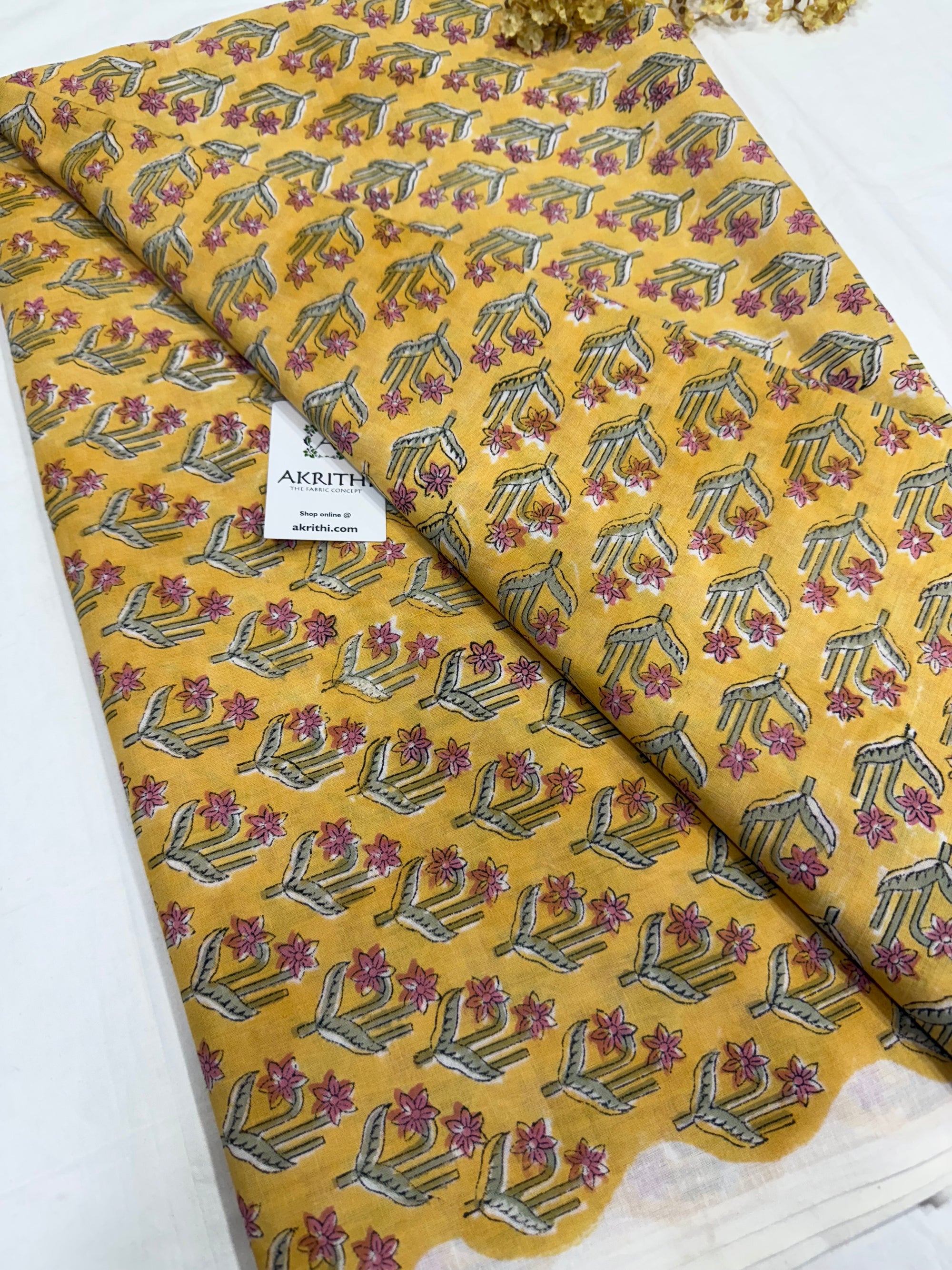 Hand block pure cotton fabric