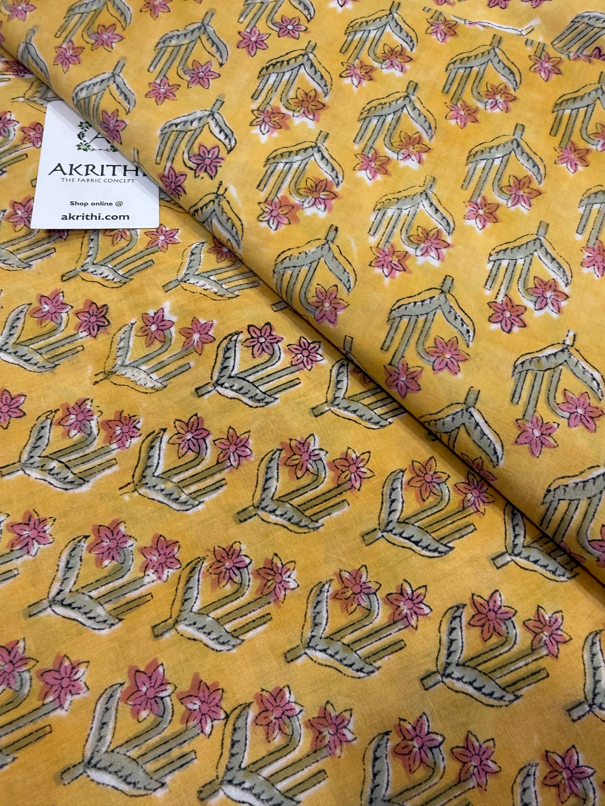 Hand block pure cotton fabric