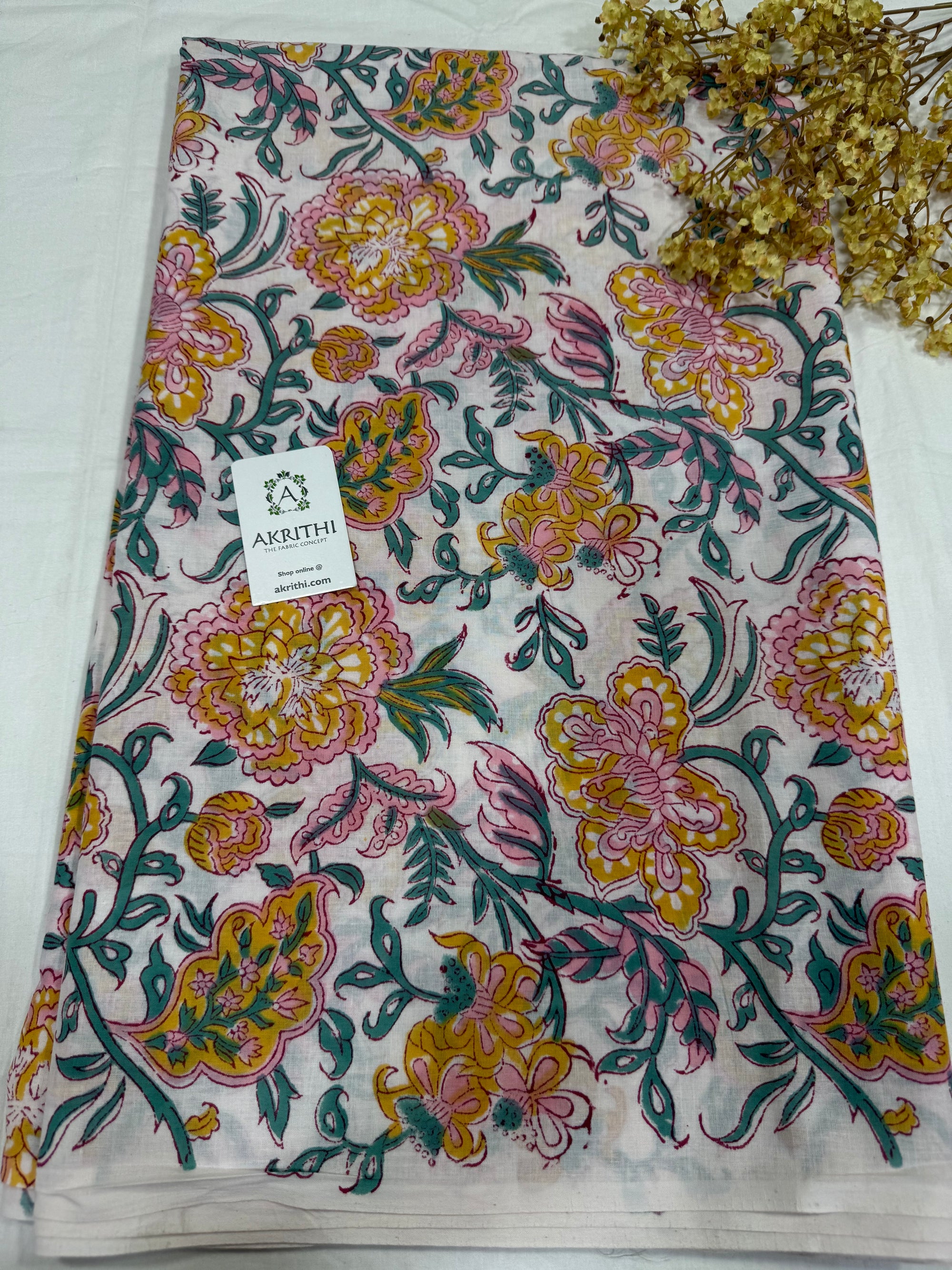 Hand block pure cotton fabric