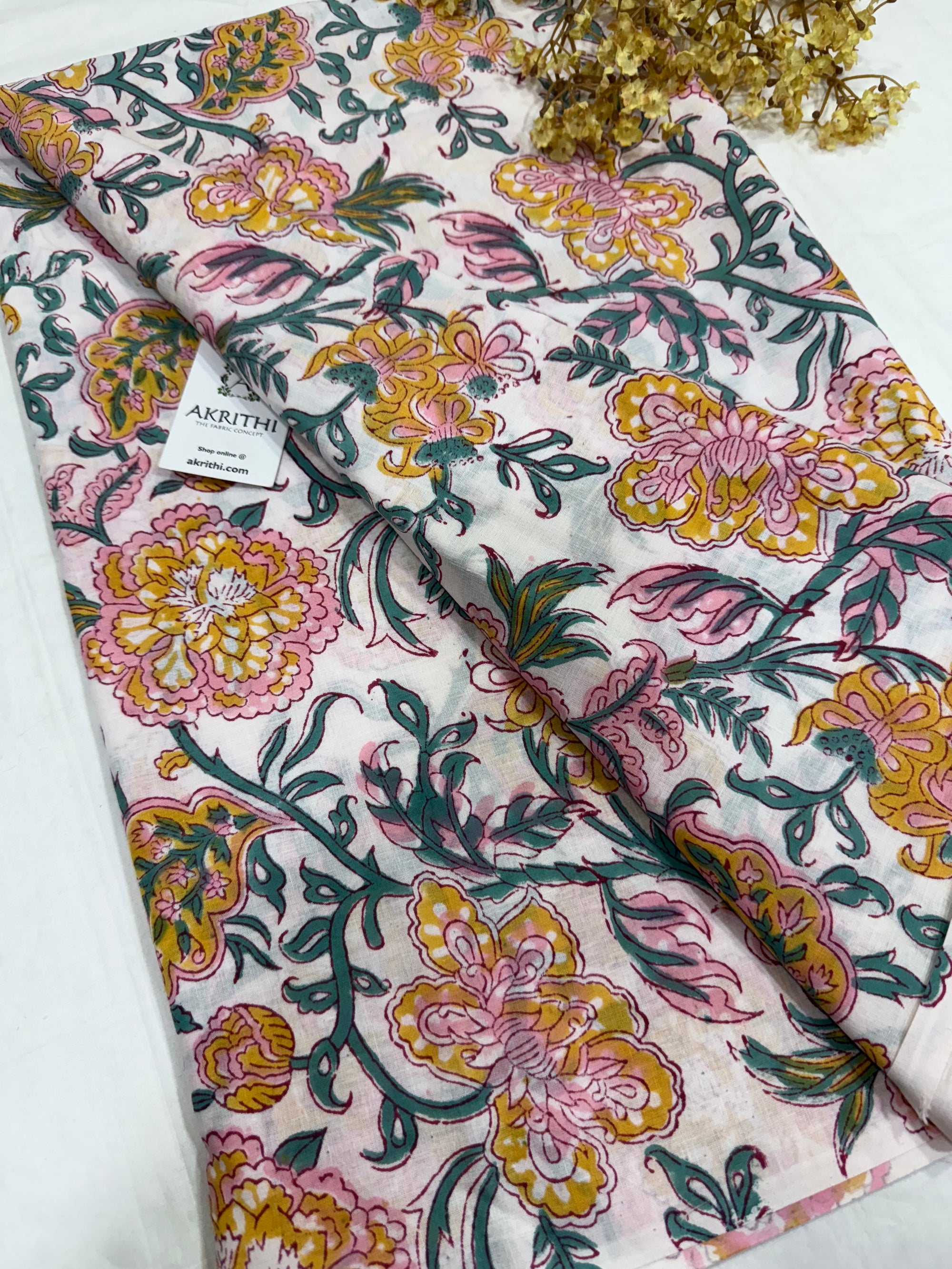 Hand block pure cotton fabric