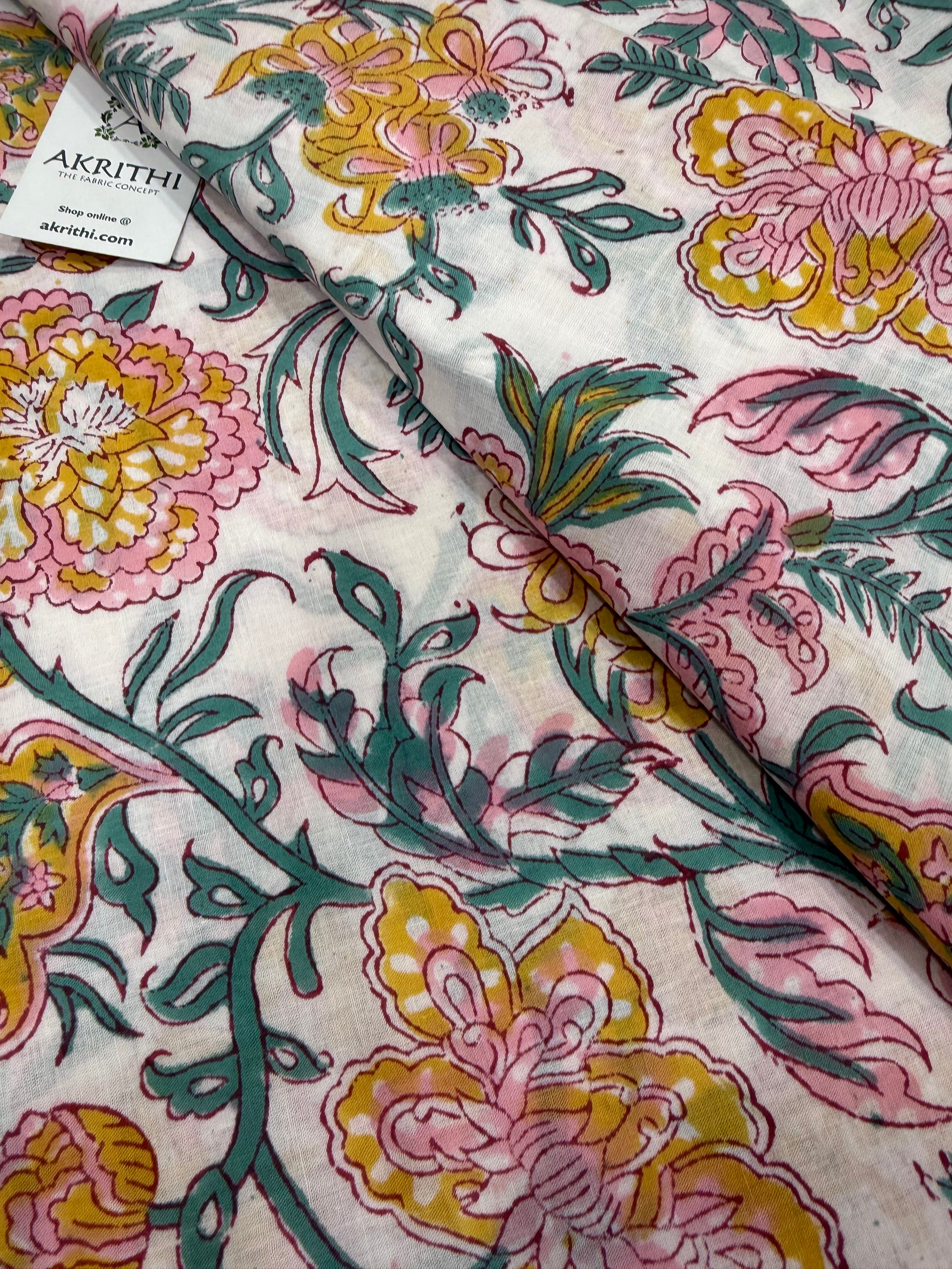 Hand block pure cotton fabric