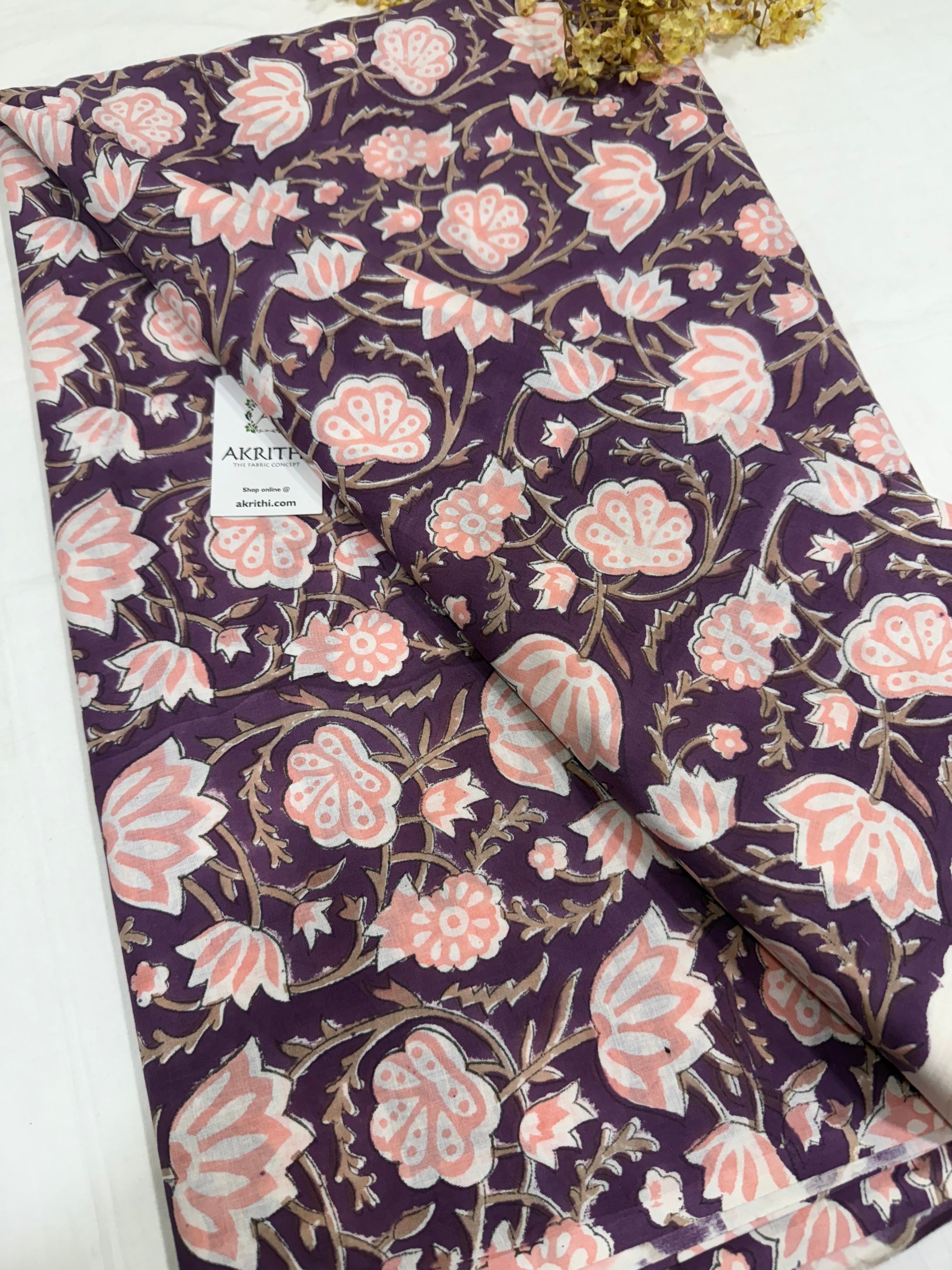 Hand block pure cotton fabric