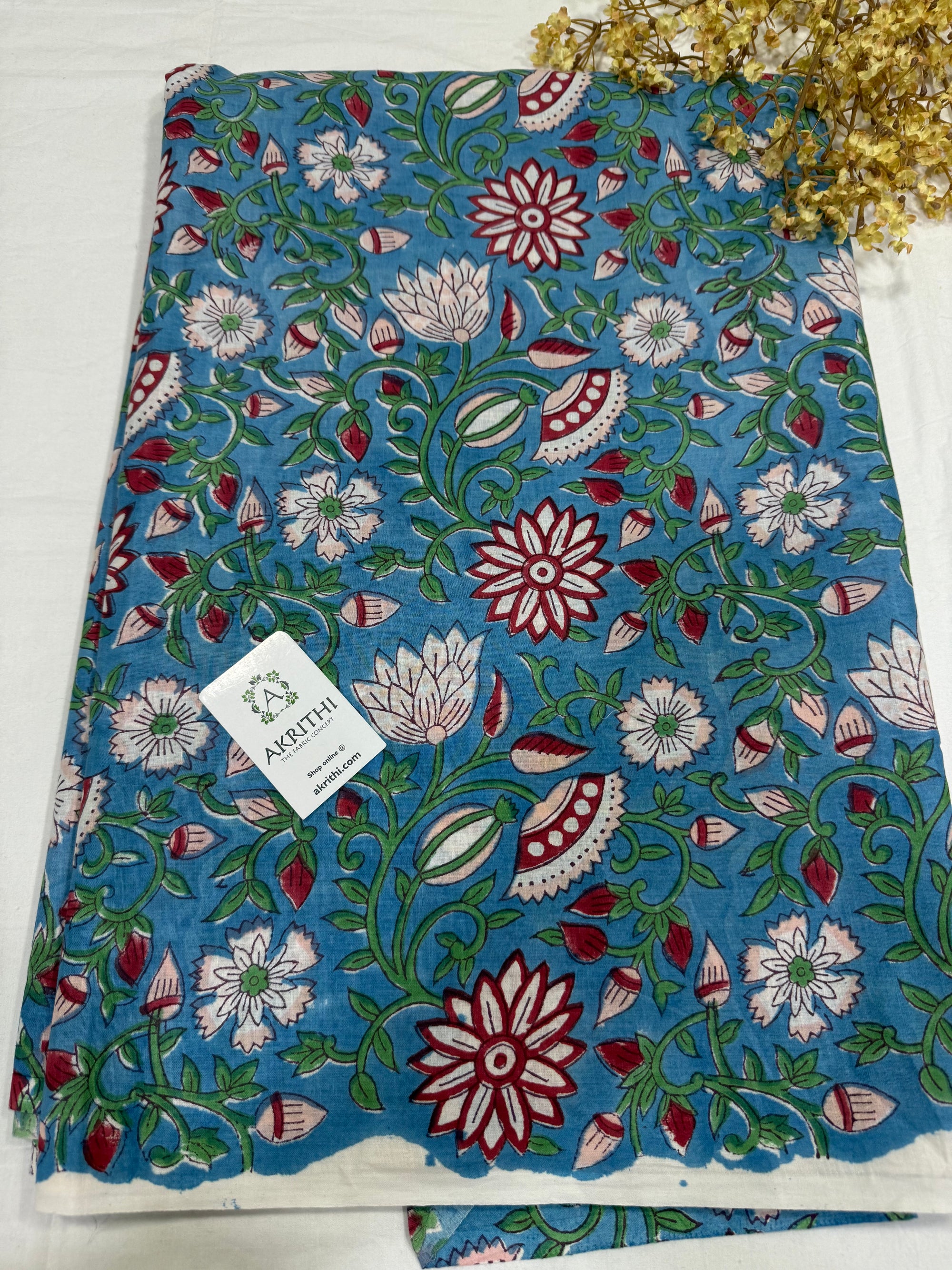 Hand block pure cotton fabric