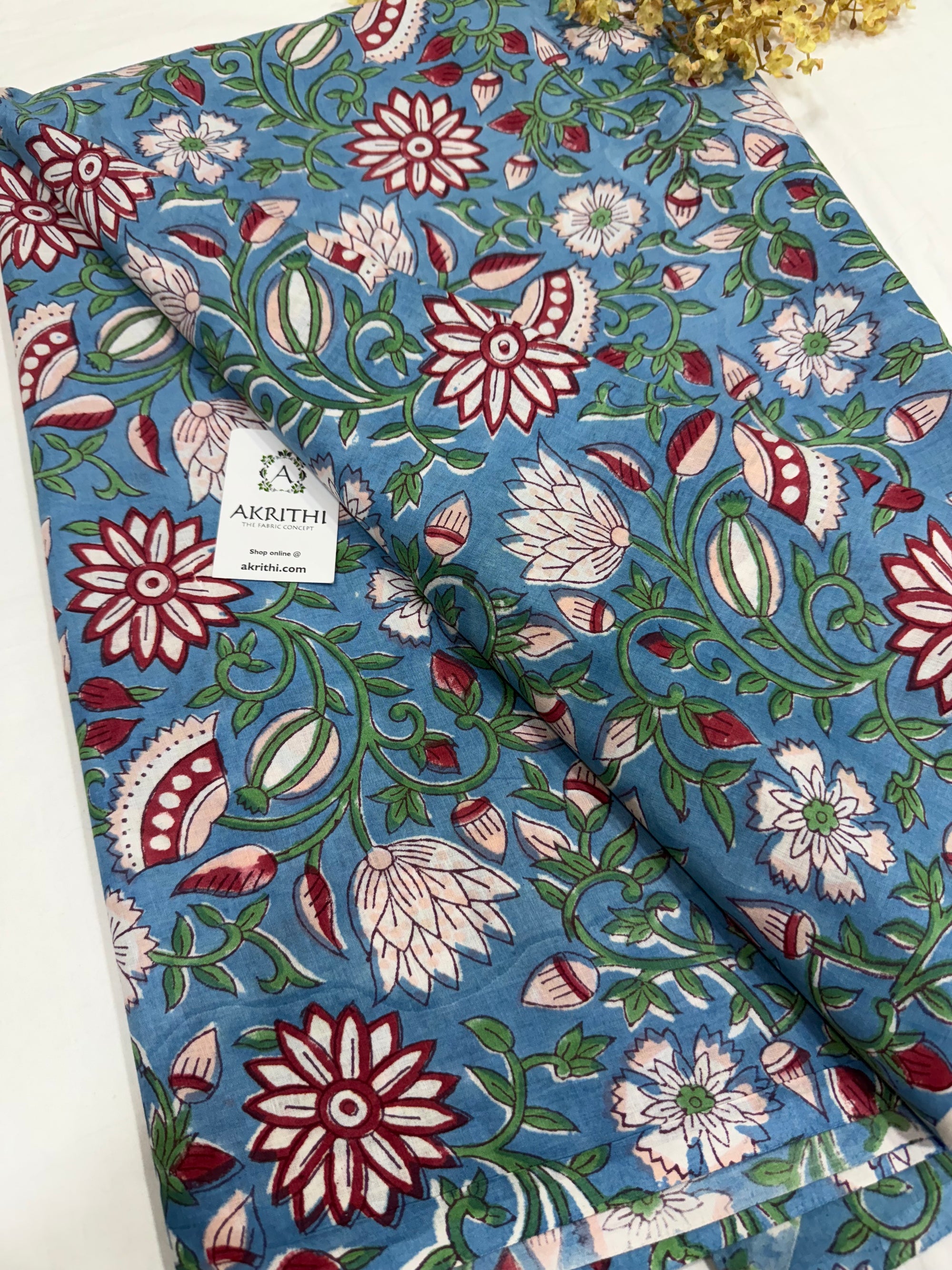 Hand block pure cotton fabric