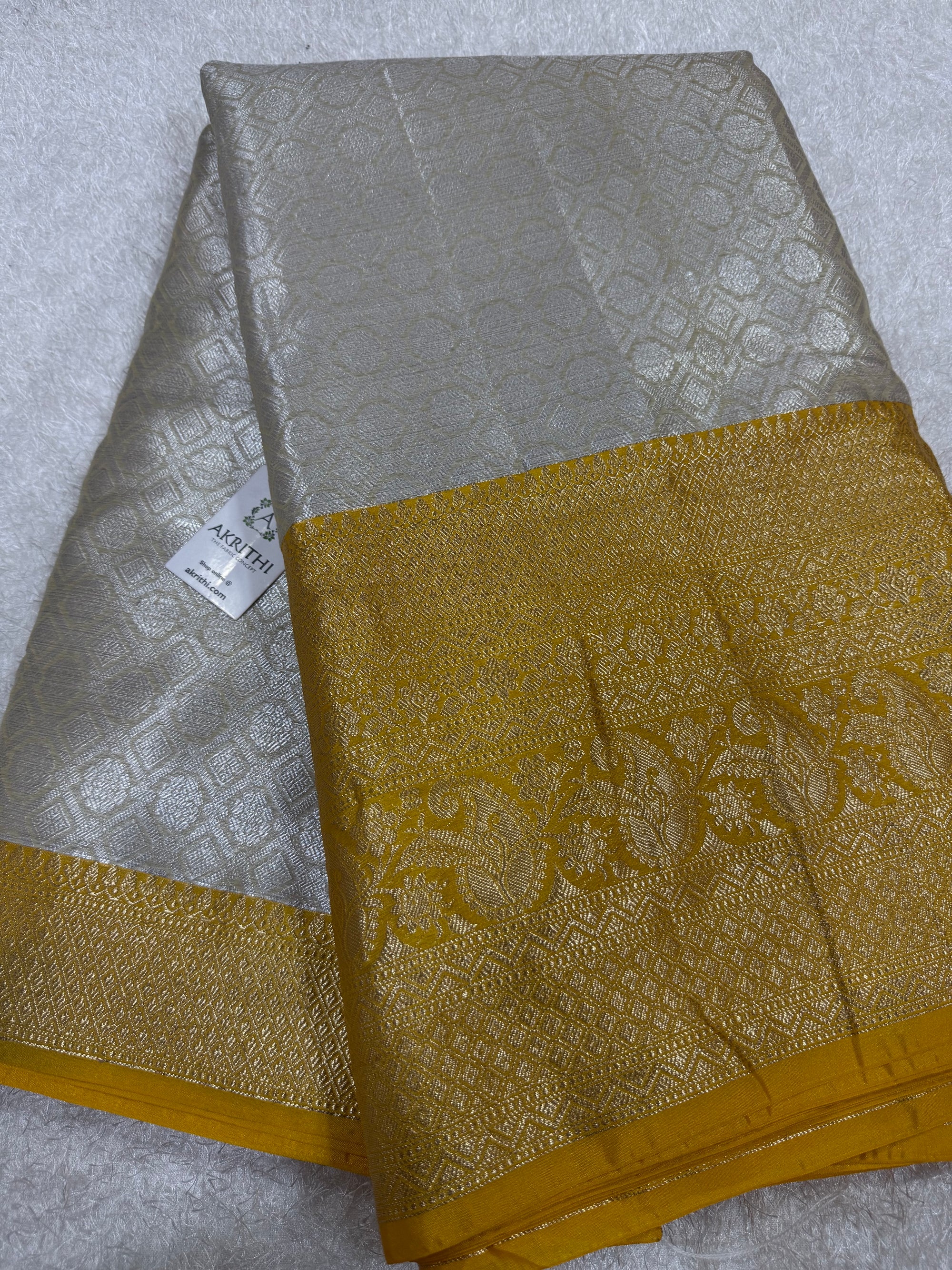 Pure Banarasi brocade fabric with border
