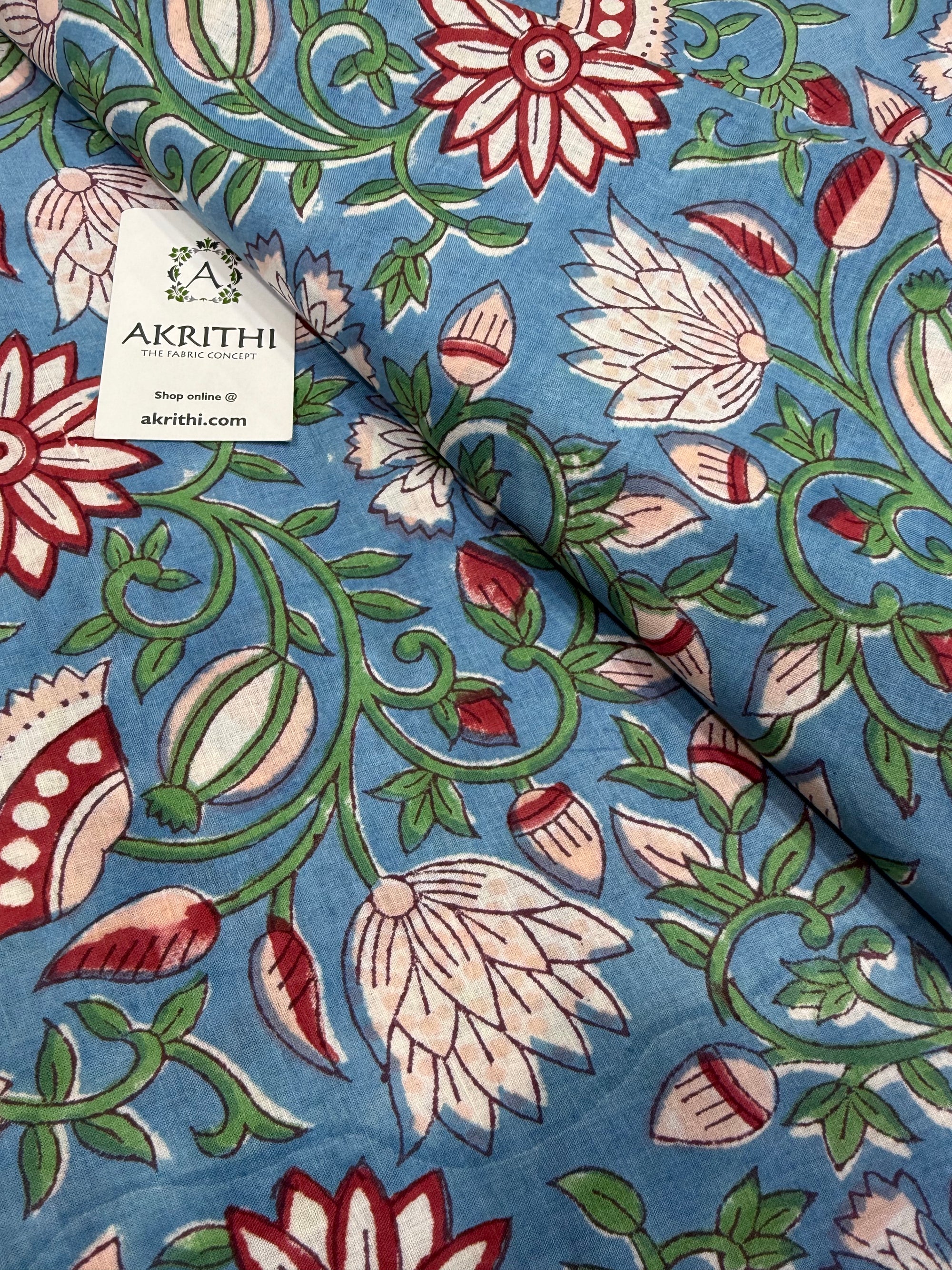 Hand block pure cotton fabric