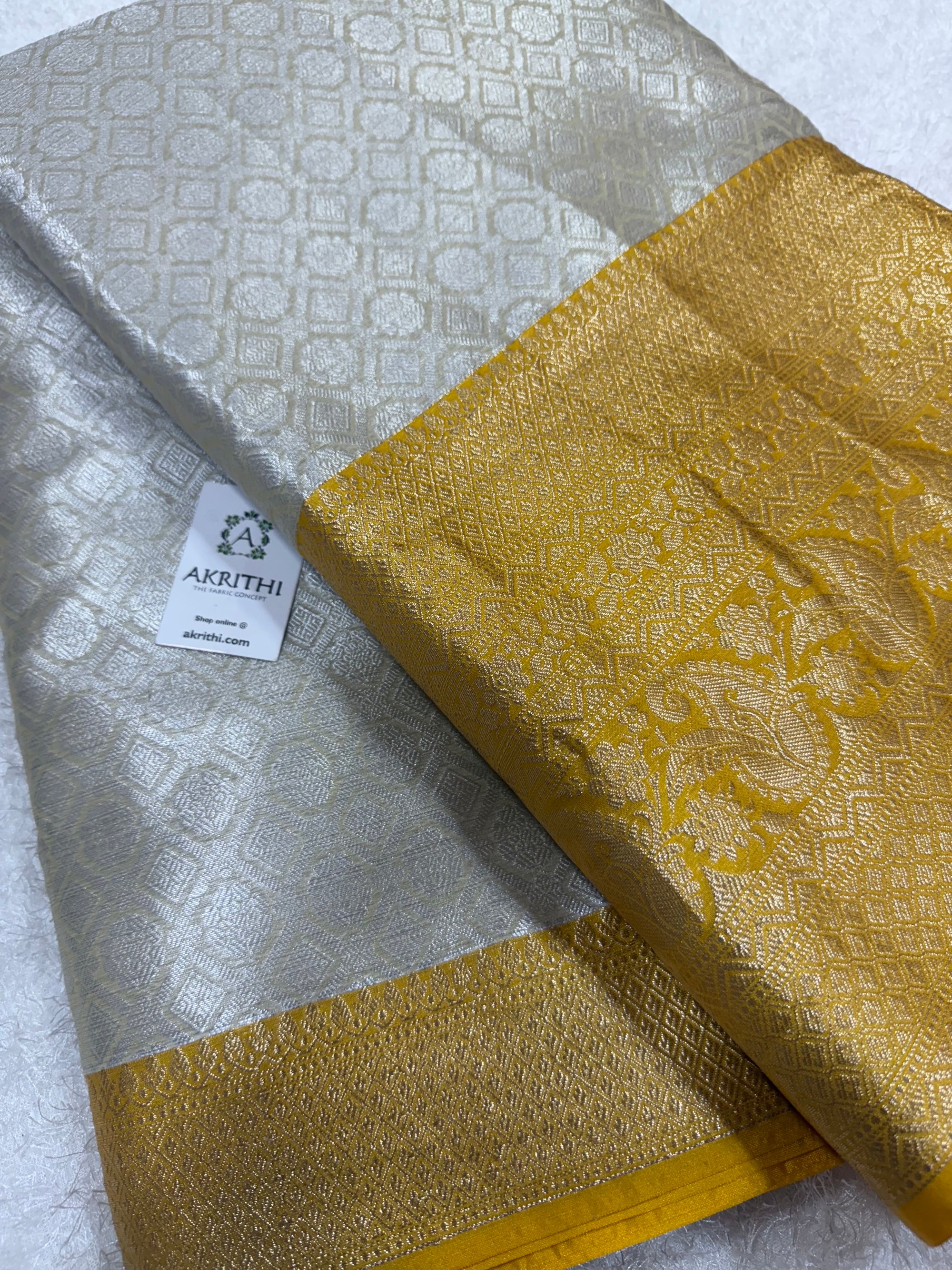 Pure Banarasi brocade fabric with border