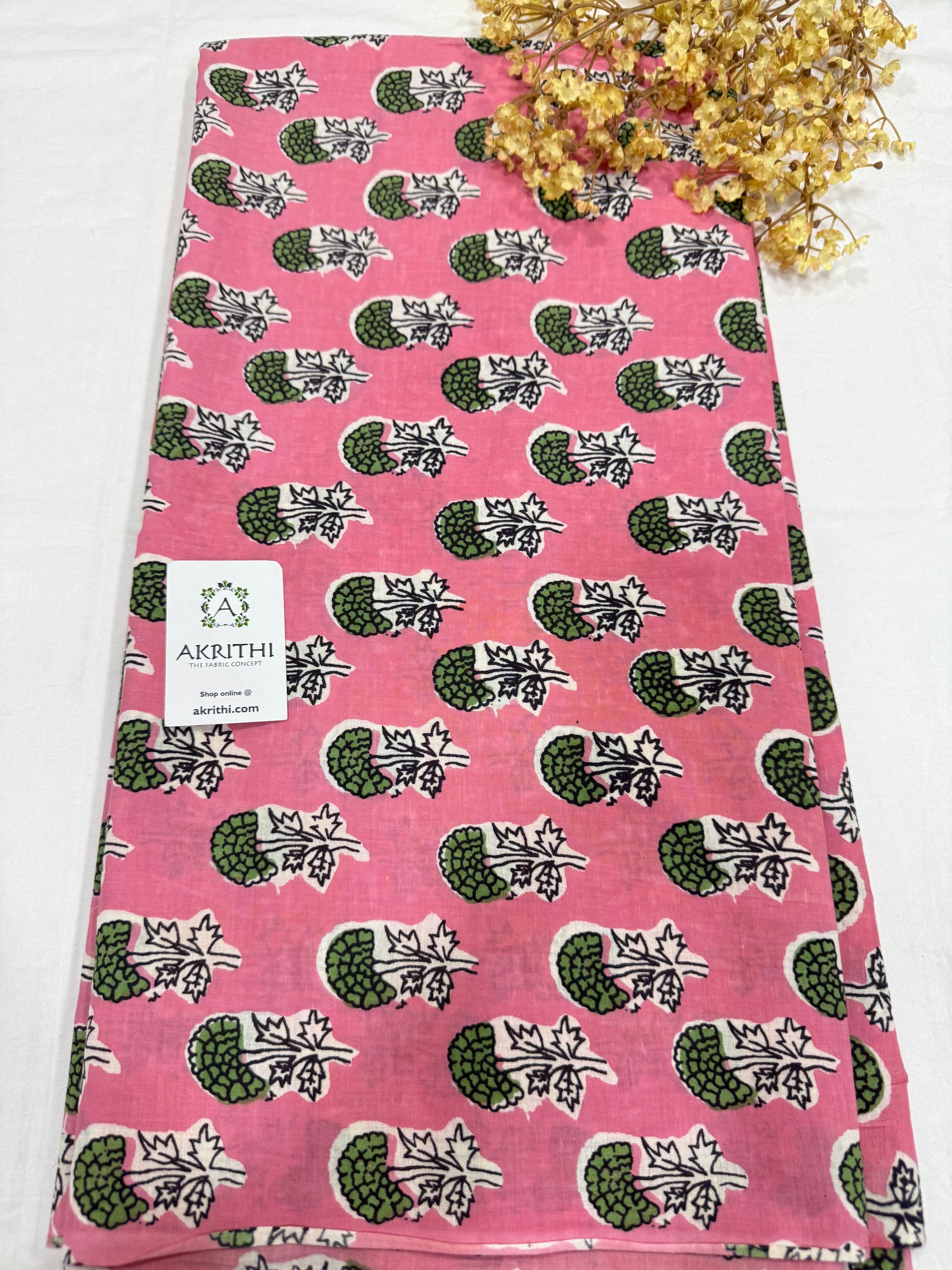 Hand block pure cotton fabric