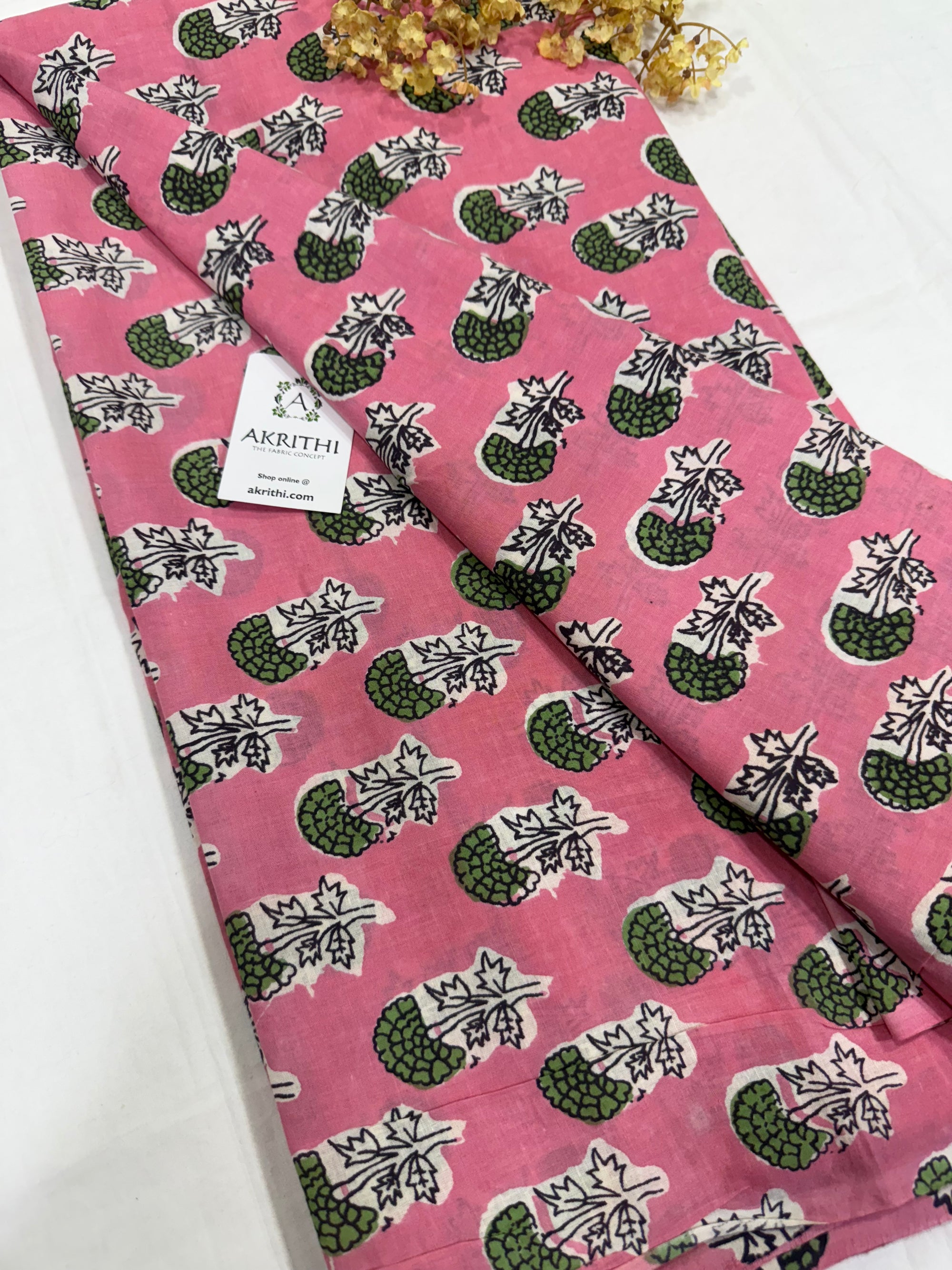 Hand block pure cotton fabric