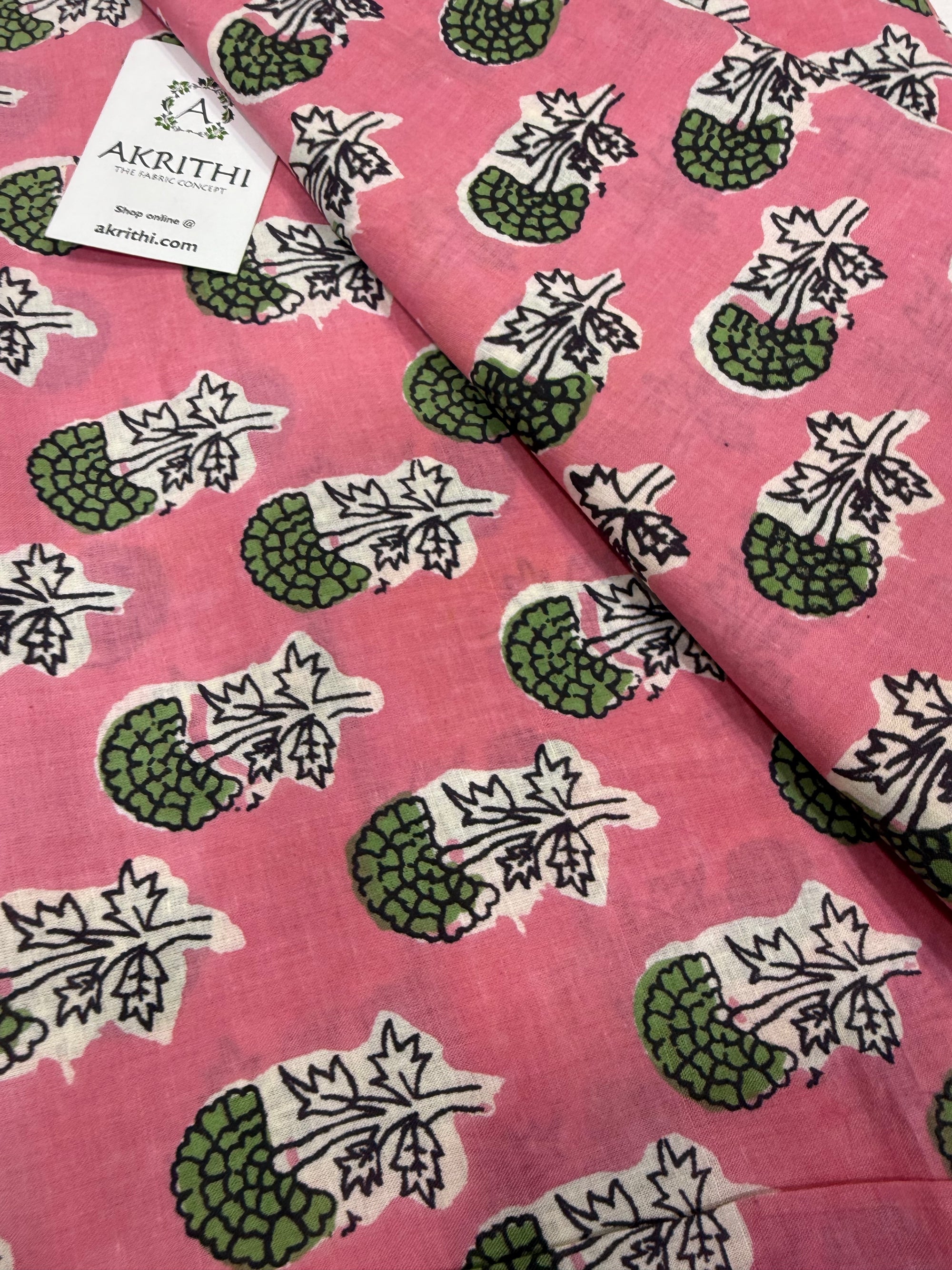 Hand block pure cotton fabric
