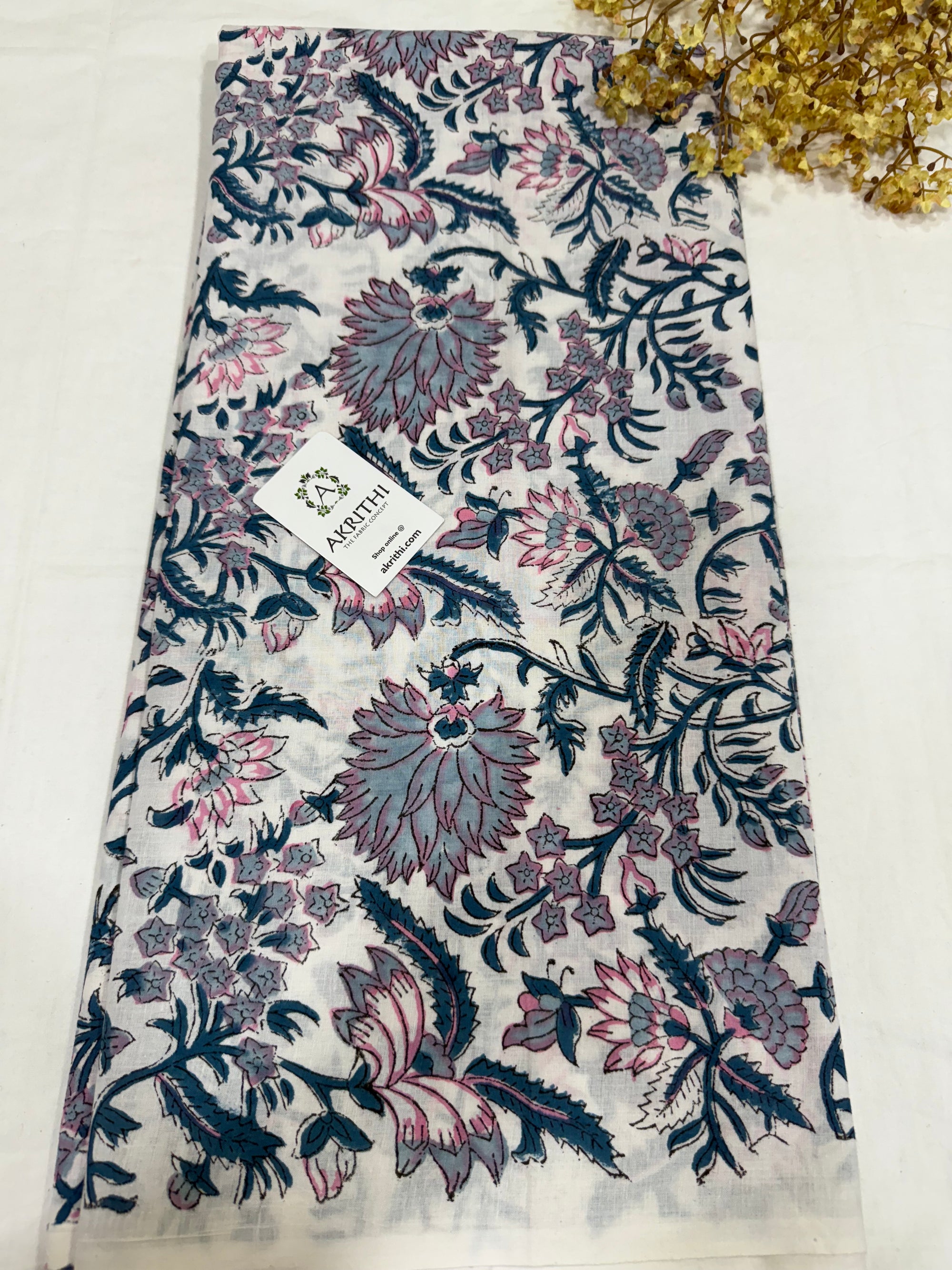 Hand block pure cotton fabric