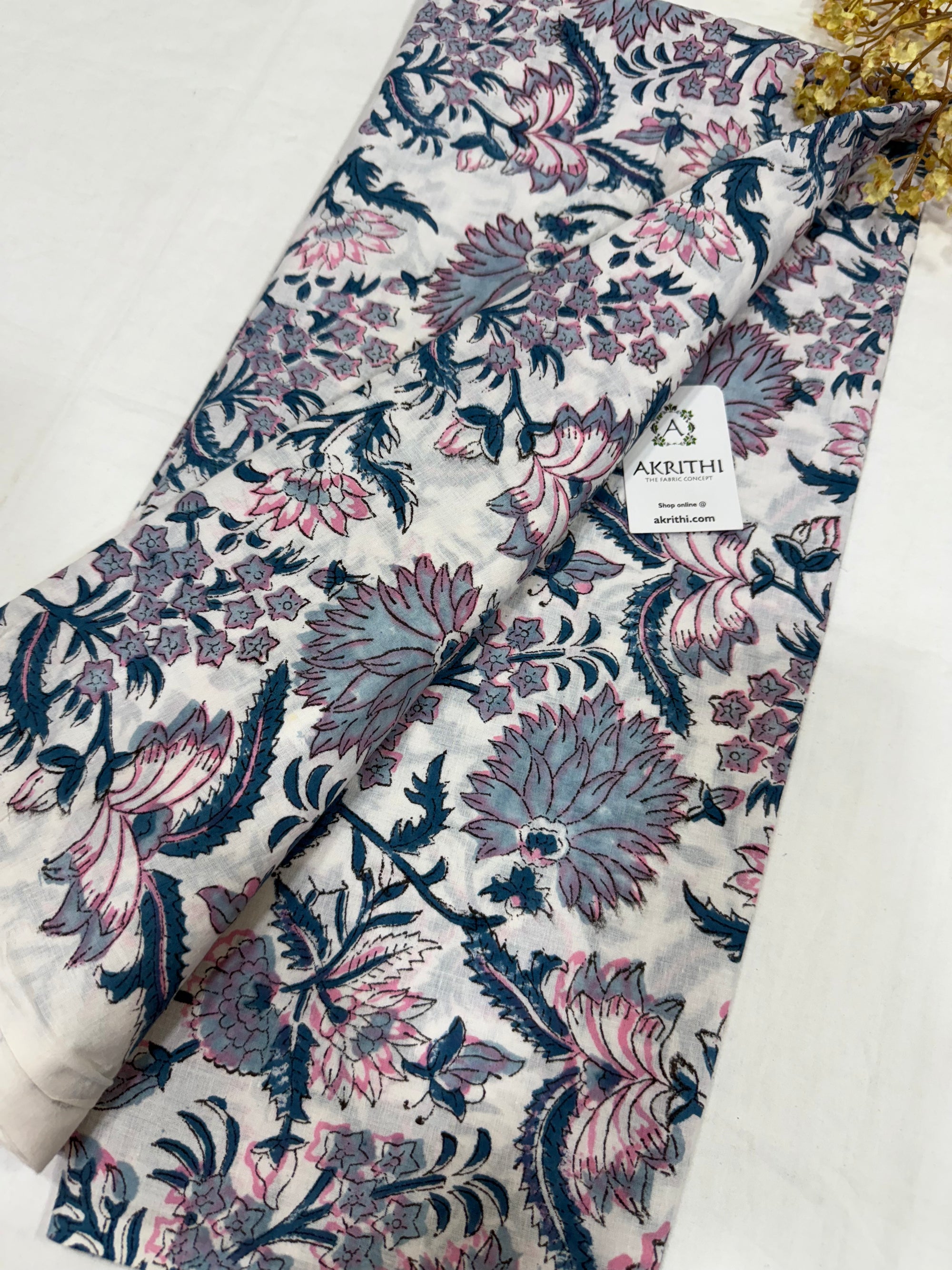 Hand block pure cotton fabric