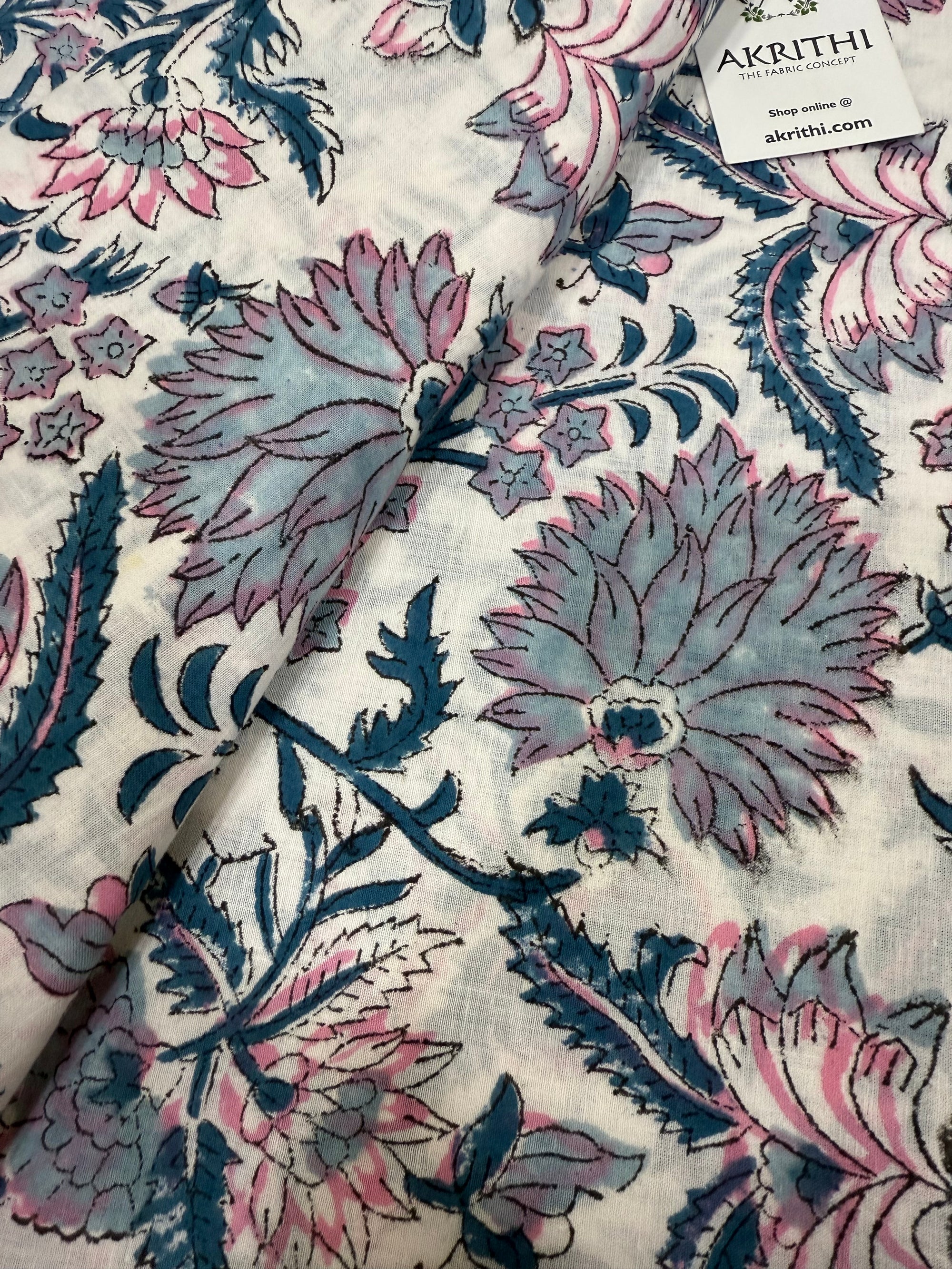 Hand block pure cotton fabric