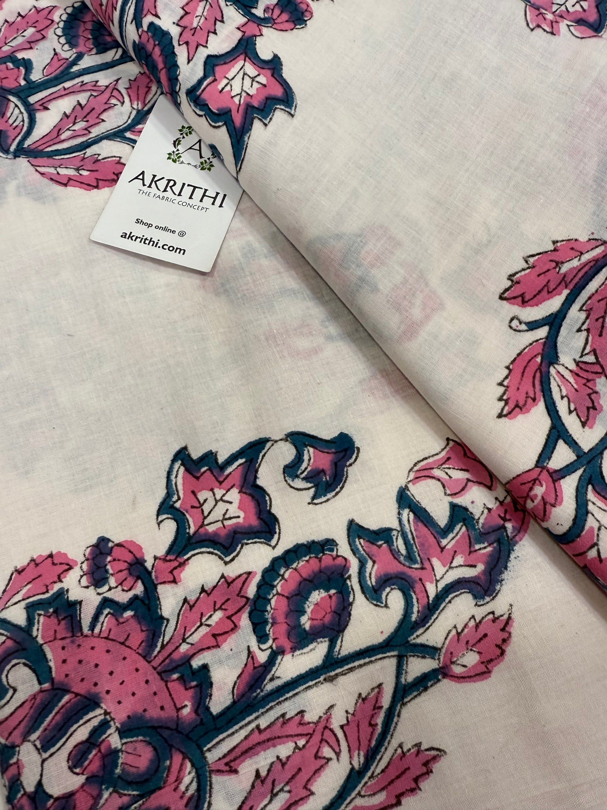 Hand block pure cotton fabric