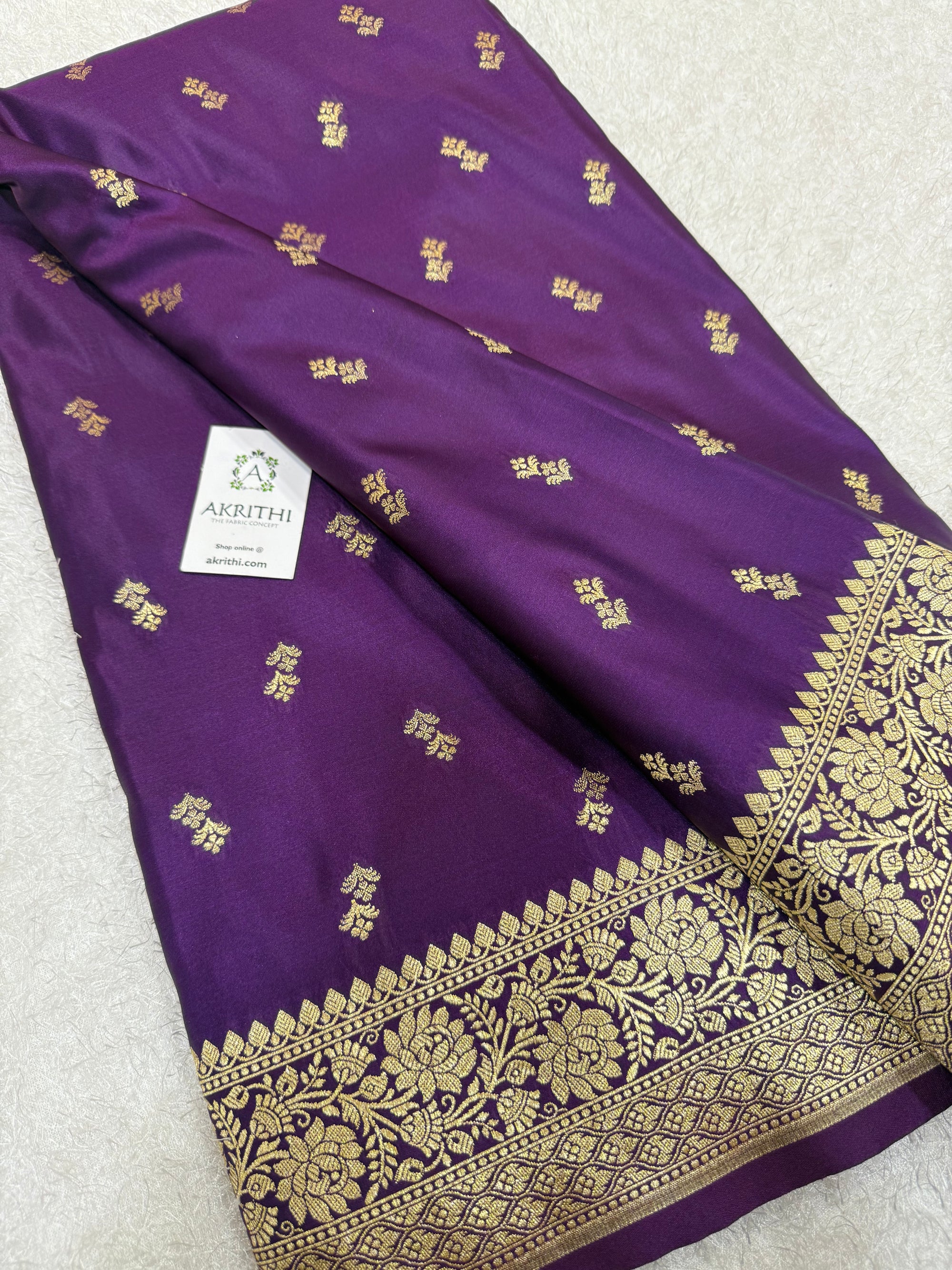 Pure Banarasi brocade fabric with border