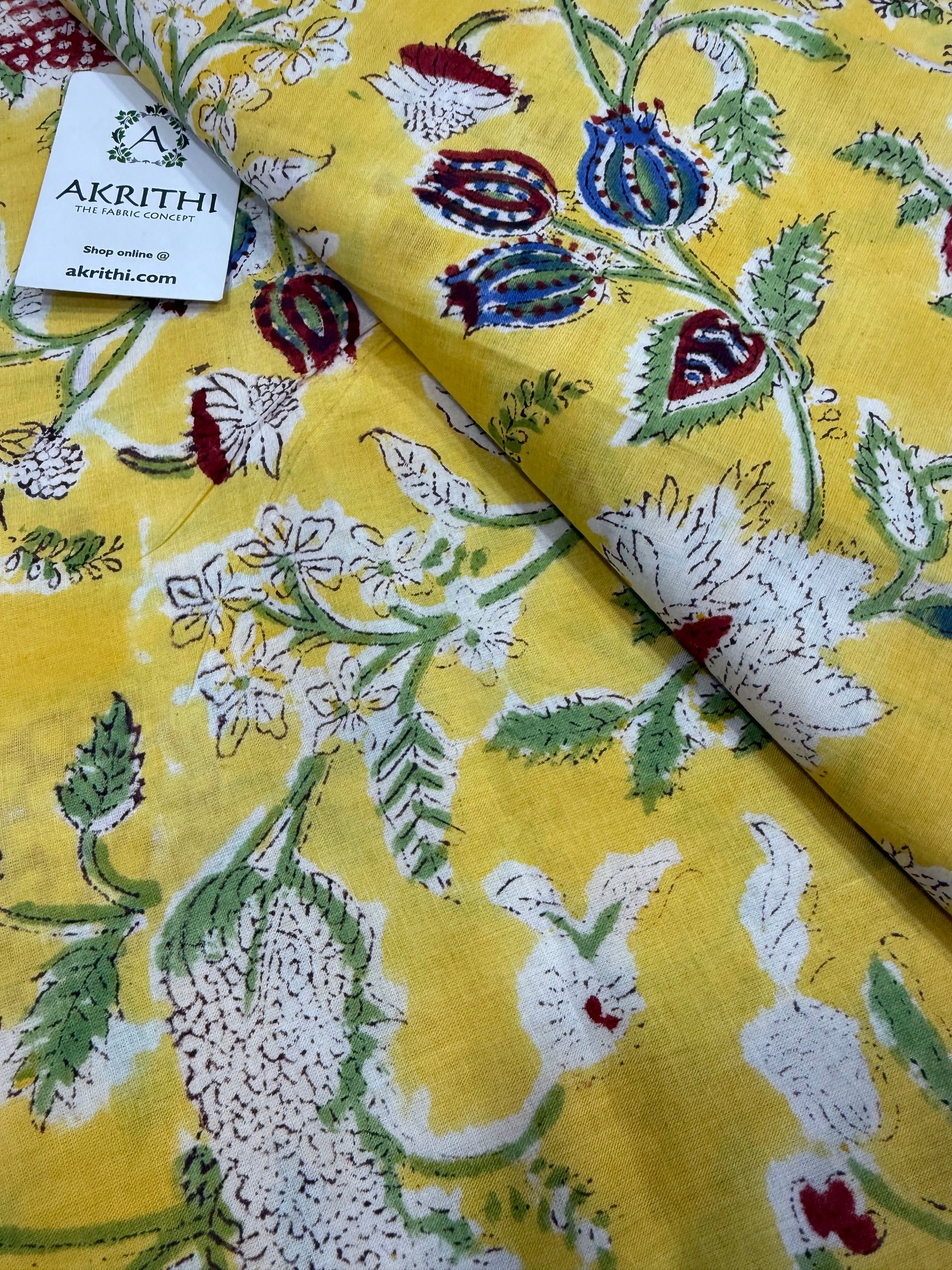 Hand block pure cotton fabric 80 CM CUT